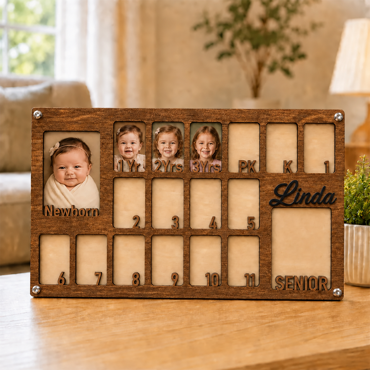 🧸Personalized Baby-to-Senior School Years Photo Frame | Newborn to Graduation Memory Keepsake
