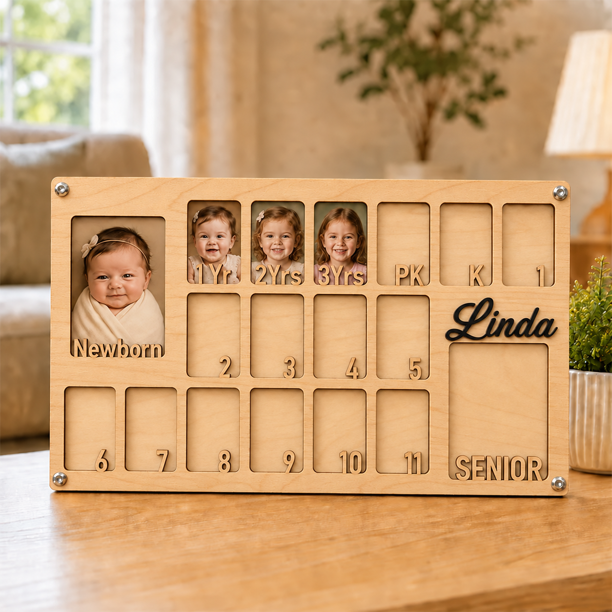 🧸Personalized Baby-to-Senior School Years Photo Frame | Newborn to Graduation Memory Keepsake