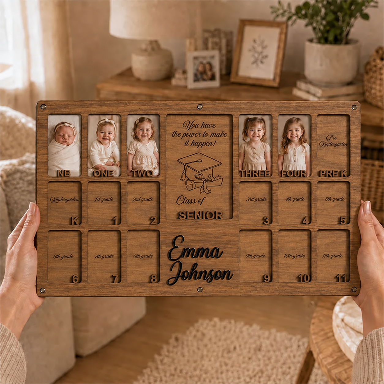 🎓 Personalized School Years Photo Frame | Newborn to Graduation Memory Keepsake