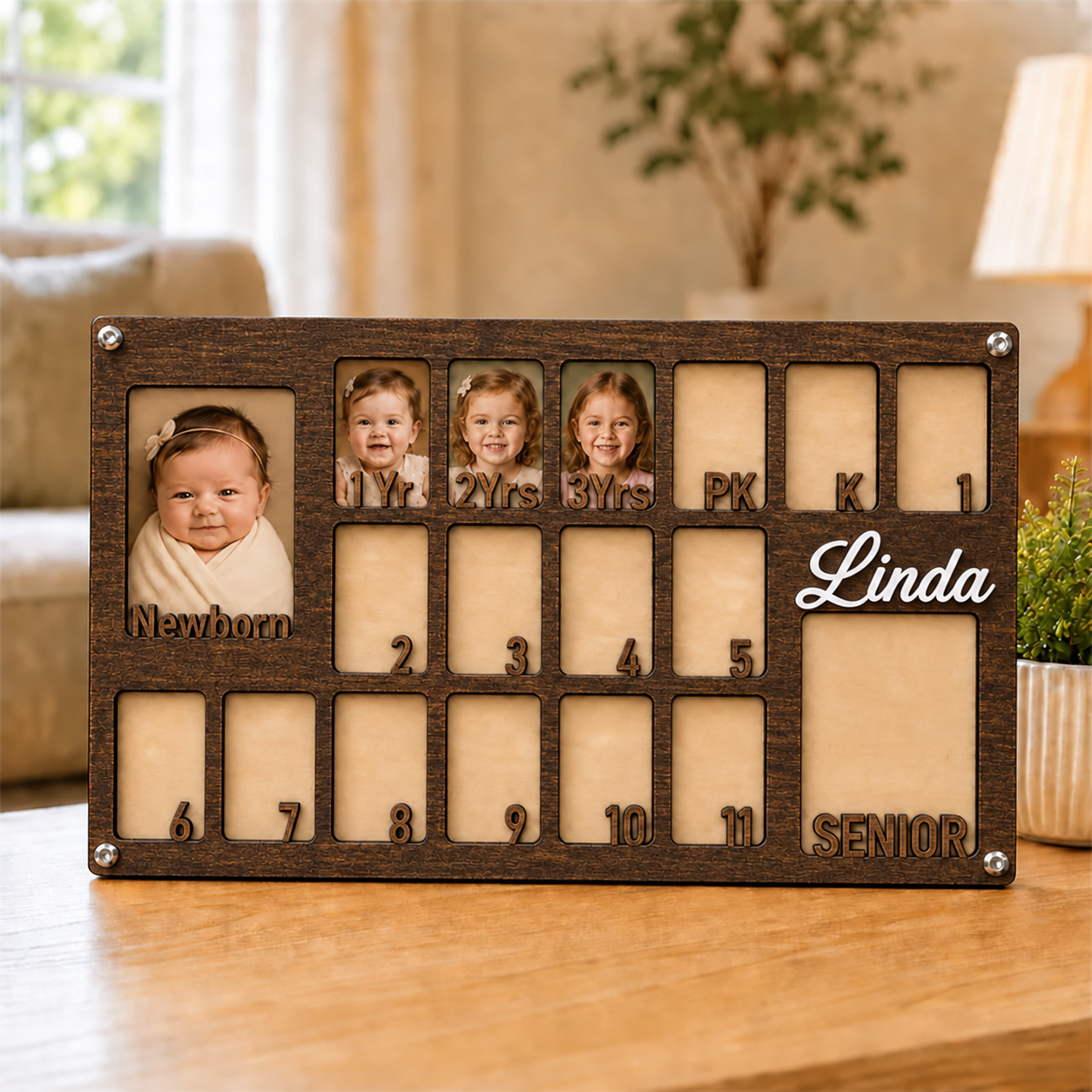 🧸Personalized Baby-to-Senior School Years Photo Frame | Newborn to Graduation Memory Keepsake