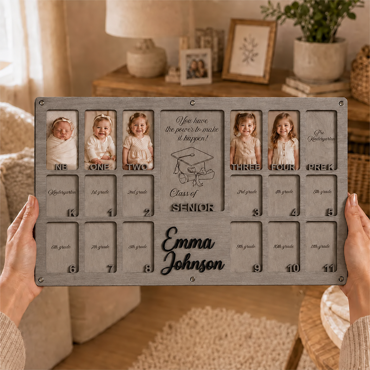 🎓 Personalized School Years Photo Frame | Newborn to Graduation Memory Keepsake