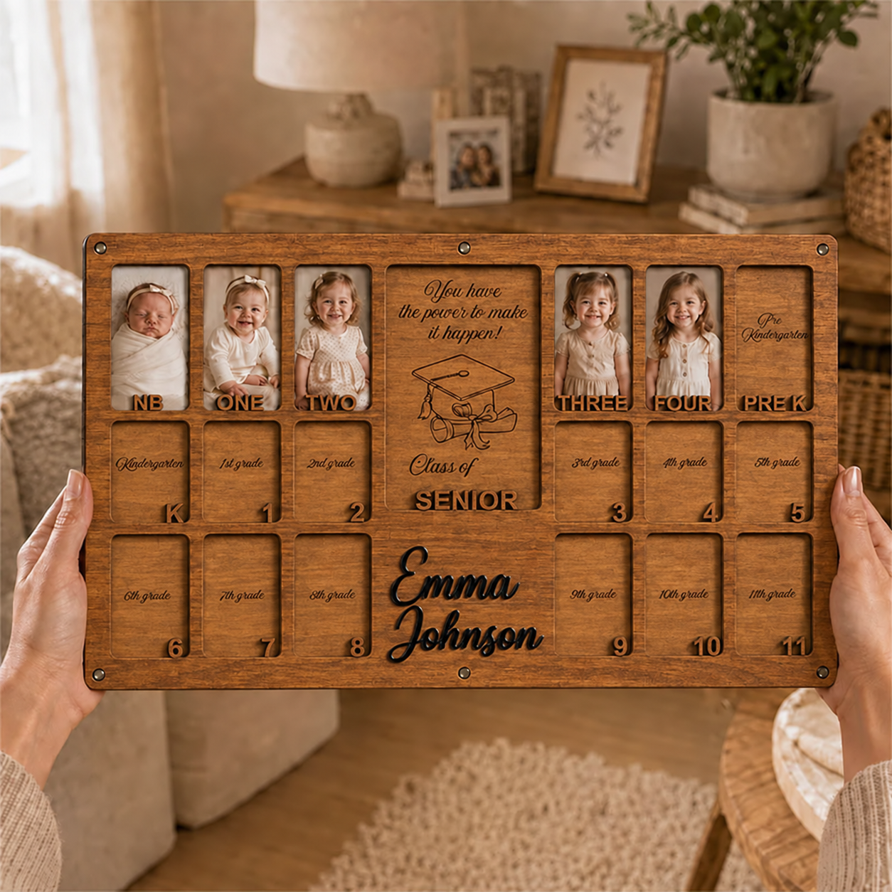 🎓 Personalized School Years Photo Frame | Newborn to Graduation Memory Keepsake