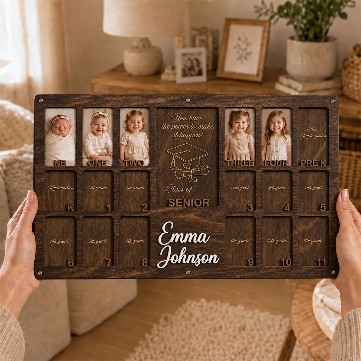 🎓 Personalized School Years Photo Frame | Newborn to Graduation Memory Keepsake