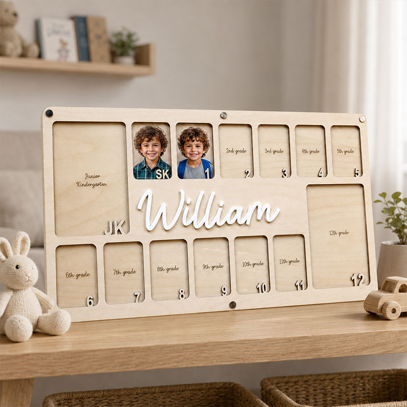 📸 Personalized School Years Photo Frame | Custom Wooden School Memory Keepsake