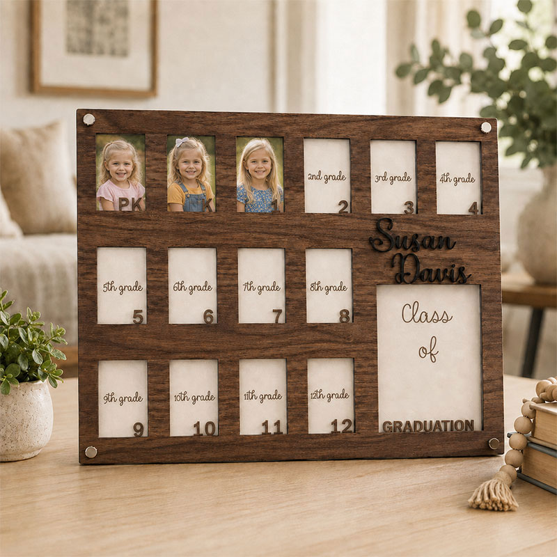 🎓 Personalized School Years Photo Frame | Pre-K to 12th Grade Graduation Memory Frame