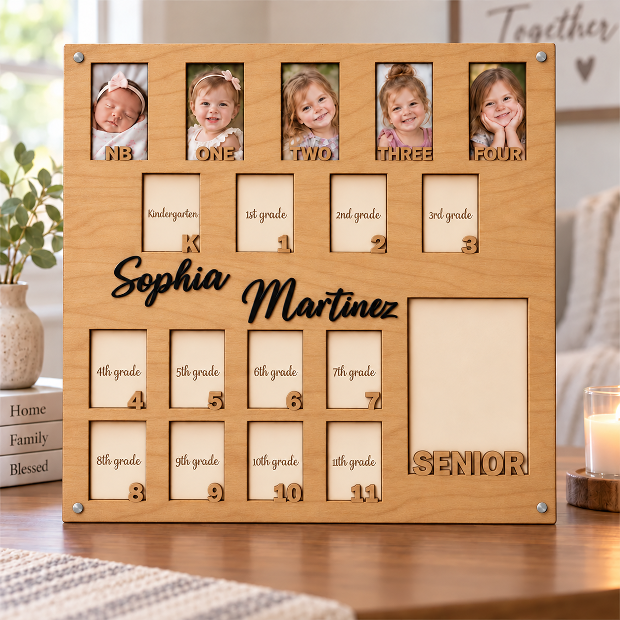 🌟Personalized Birth to Senior Year Photo Frame | Custom Name  Childhood Growth Keepsake