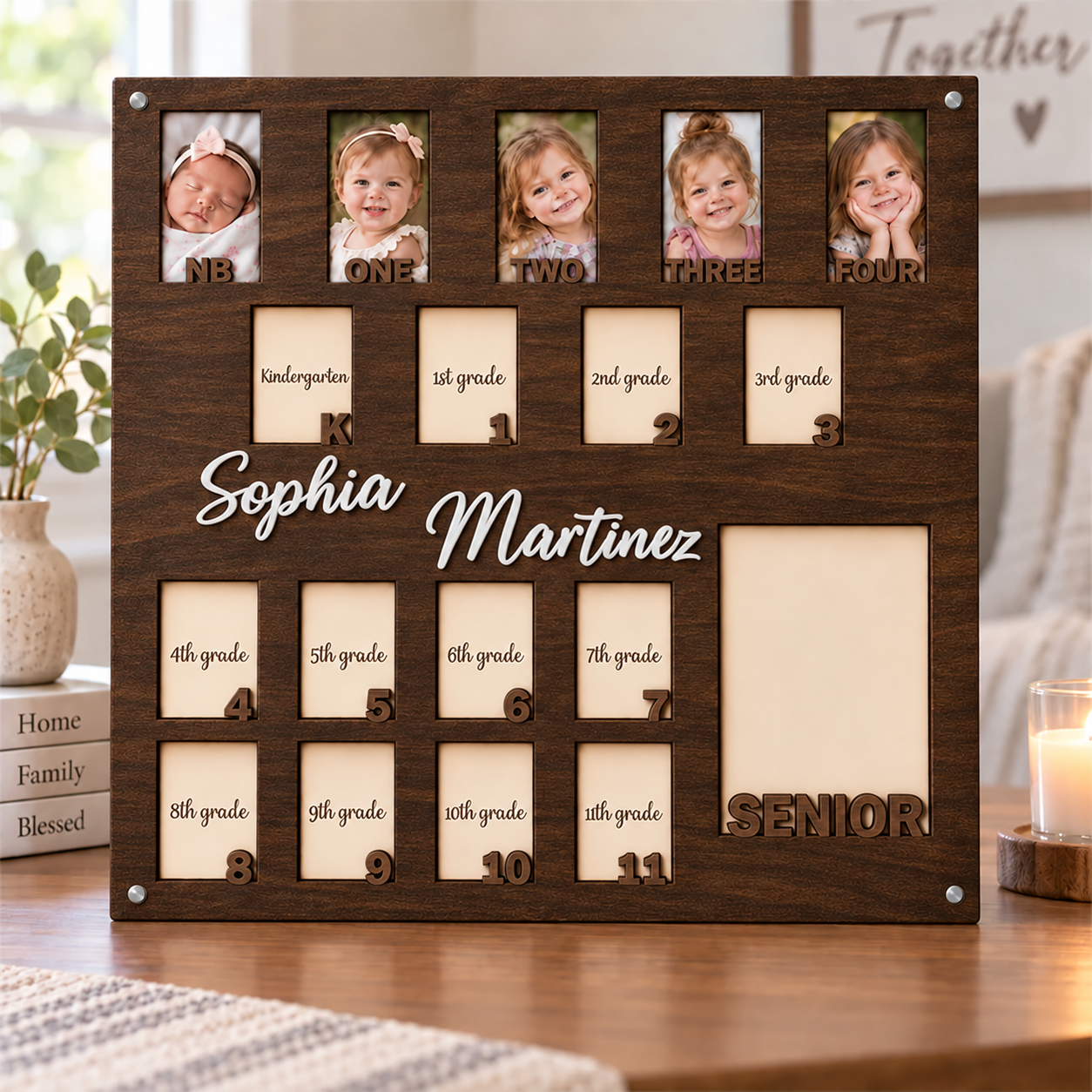 🌟Personalized Birth to Senior Year Photo Frame | Custom Name  Childhood Growth Keepsake
