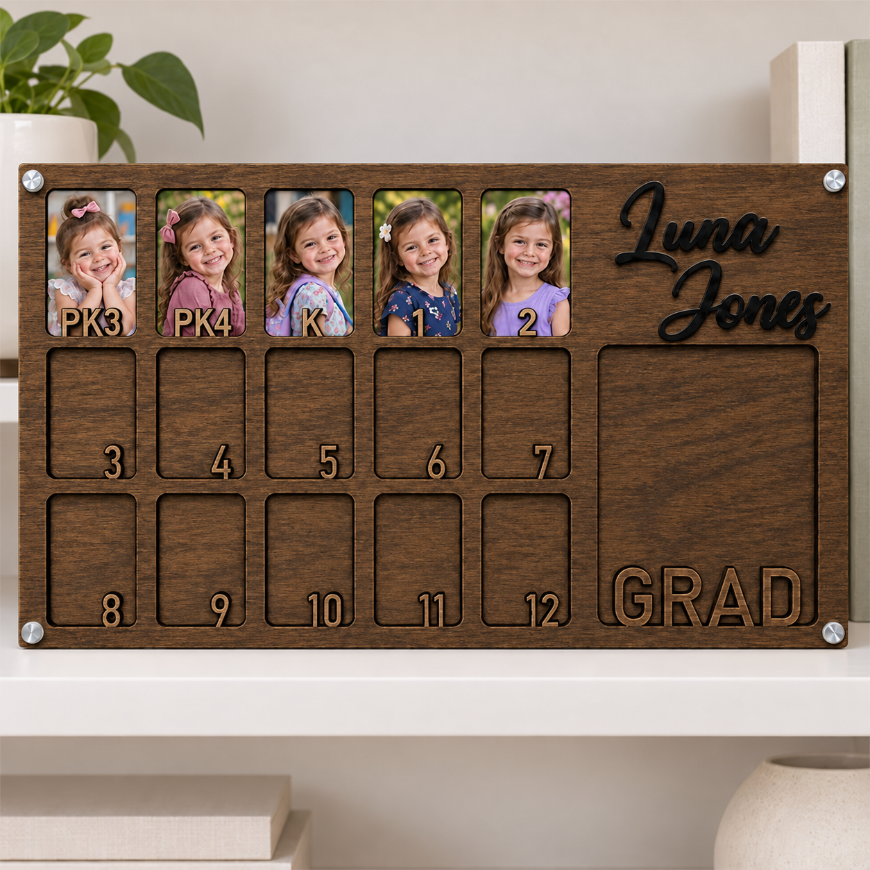 🌷Personalized Preschool to Graduation Photo Frame | PK3 PK4 Kindergarten to 12th Grade Growth Picture Frame