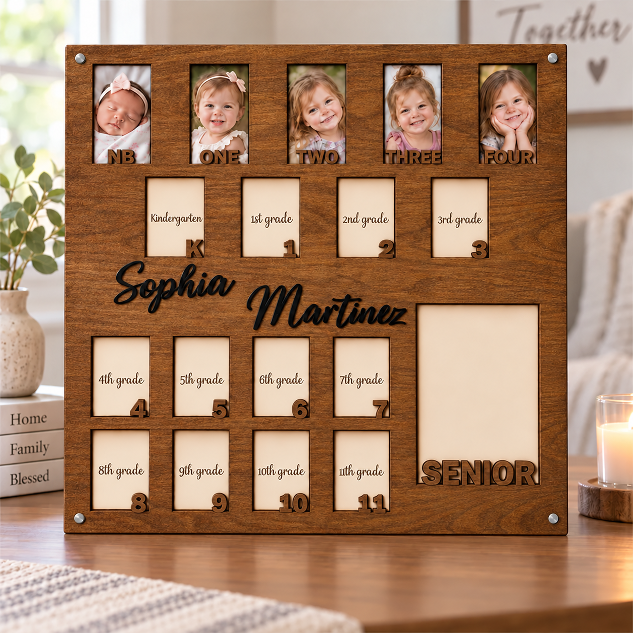 🌟Personalized Birth to Senior Year Photo Frame | Custom Name  Childhood Growth Keepsake