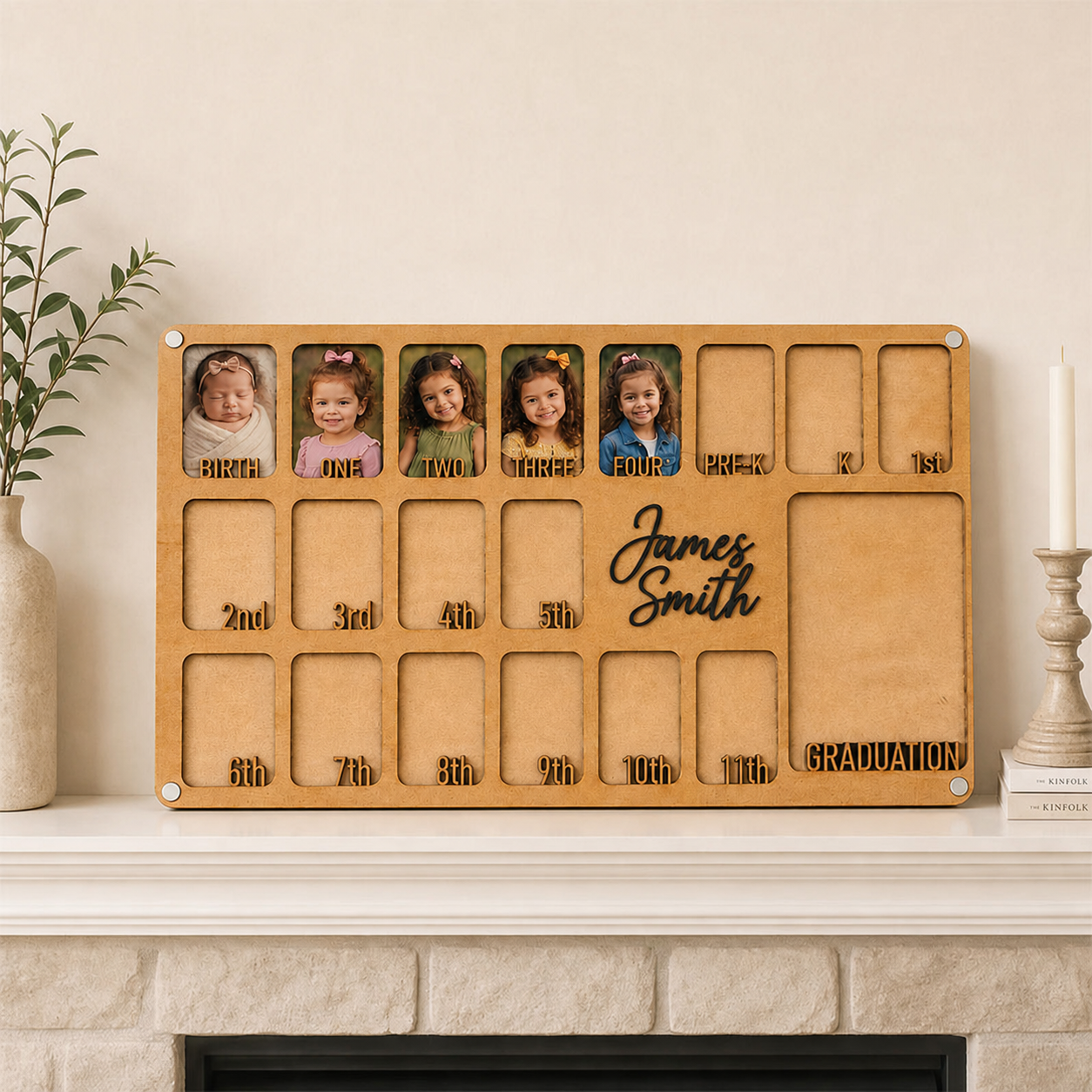 🖼️Personalized School Years Photo Frame  | Birth to Graduation Wooden Keepsake Frame
