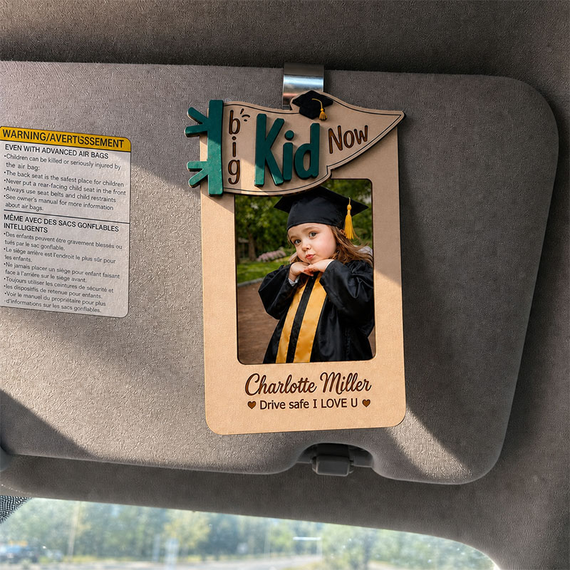 🎓 Personalized Car Visor Photo Frame for Graduation | Custom “Big Kid Now” Kid Picture Ornament