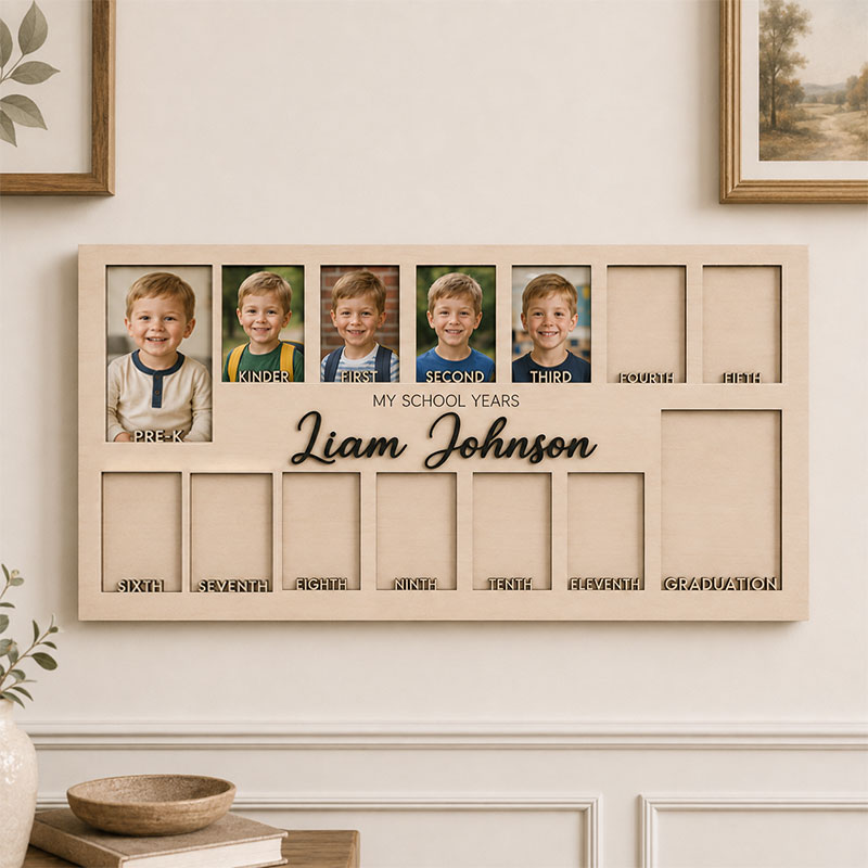 🎓 Personalized School Years Photo Frame | Pre-K to Graduation Childhood Memory Keepsake