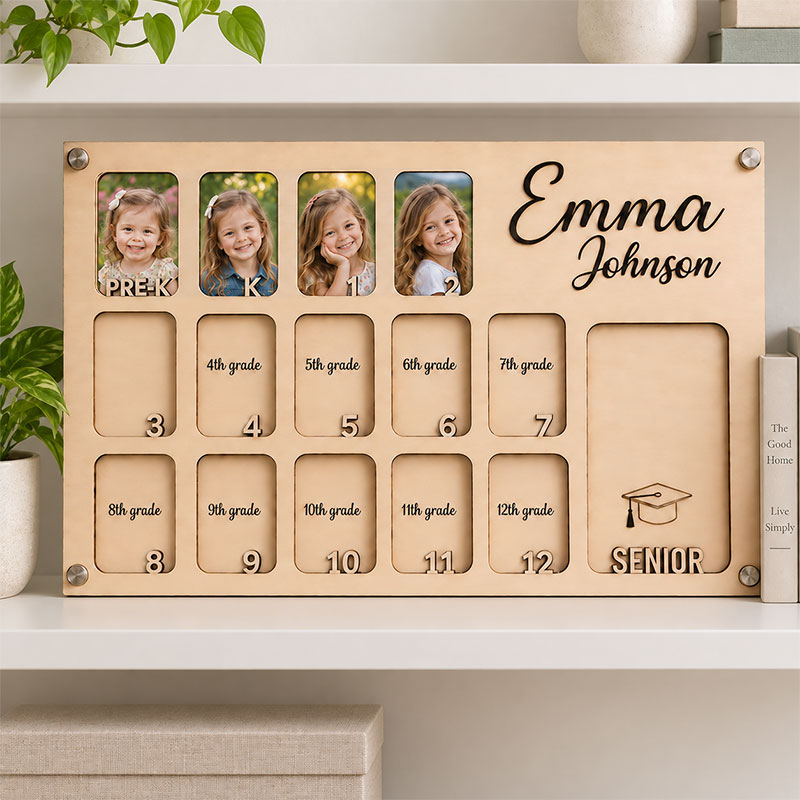 🌱Personalized School Years Photo Frame | Custom Name PRE-K to Senior Graduation Keepsake, Childhood Growth Picture Frame for Kids