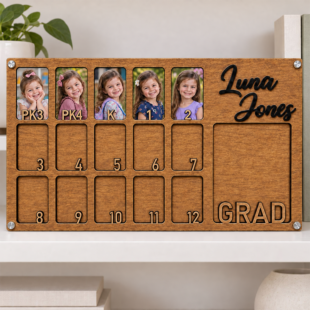 🌷Personalized Preschool to Graduation Photo Frame | PK3 PK4 Kindergarten to 12th Grade Growth Picture Frame