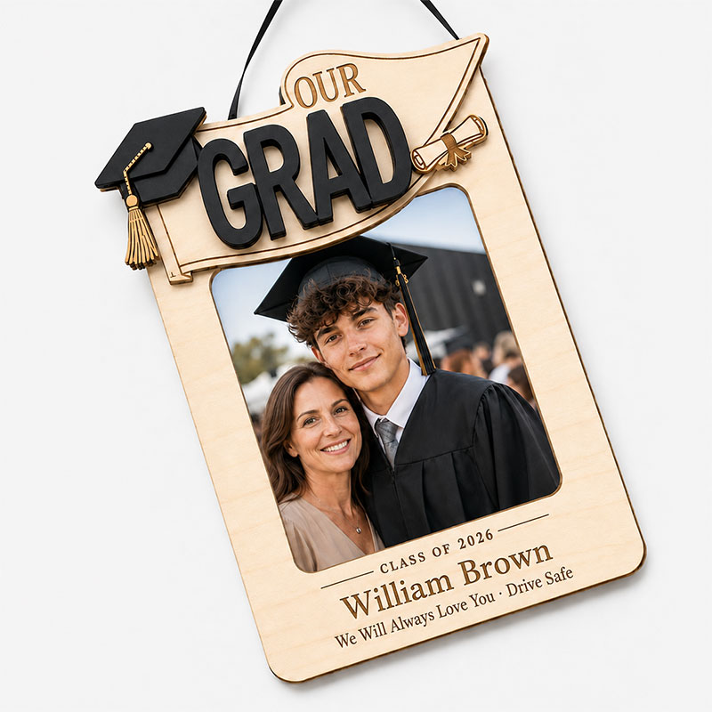 🎓 Personalized Graduation Car Visor Photo Frame |  “Drive Safe” Graduation Gift for Son or Daughter