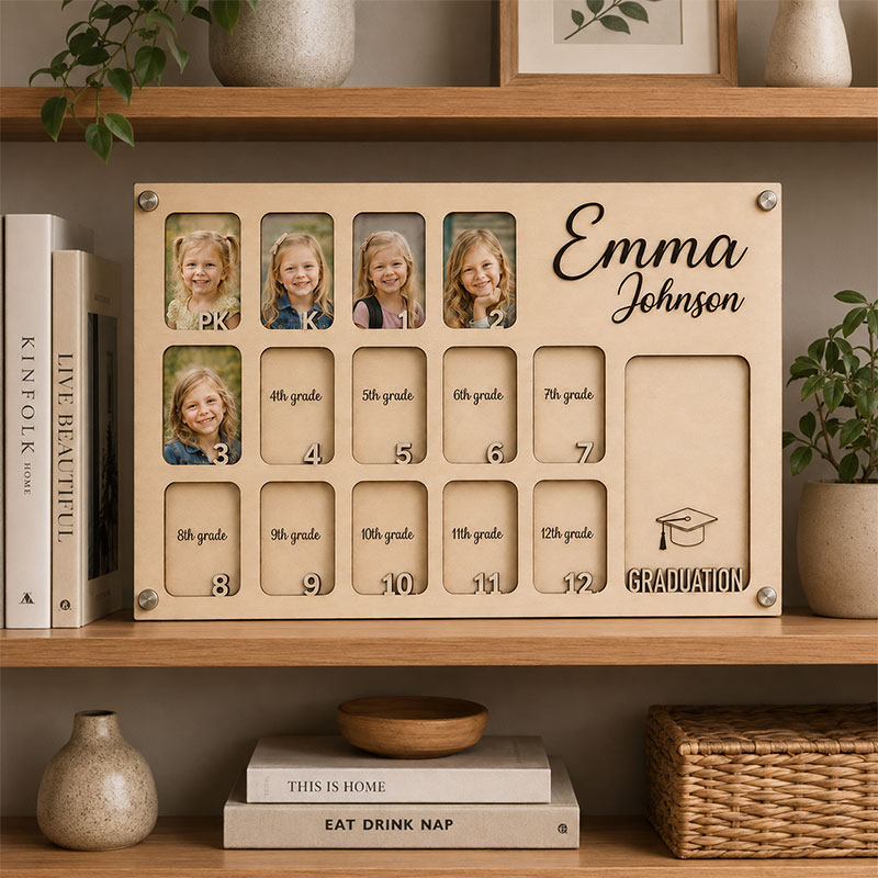 🎓Personalized School Years Photo Frame | Custom Name Pre-K to 12th Grade & Graduation Wooden Keepsake