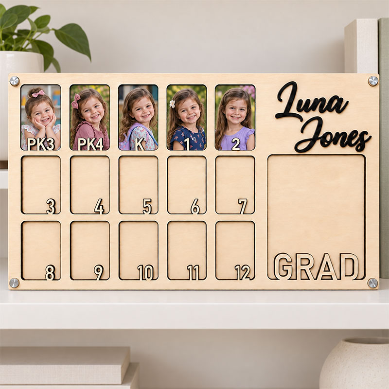 🌷Personalized Preschool to Graduation Photo Frame | PK3 PK4 Kindergarten to 12th Grade Growth Picture Frame