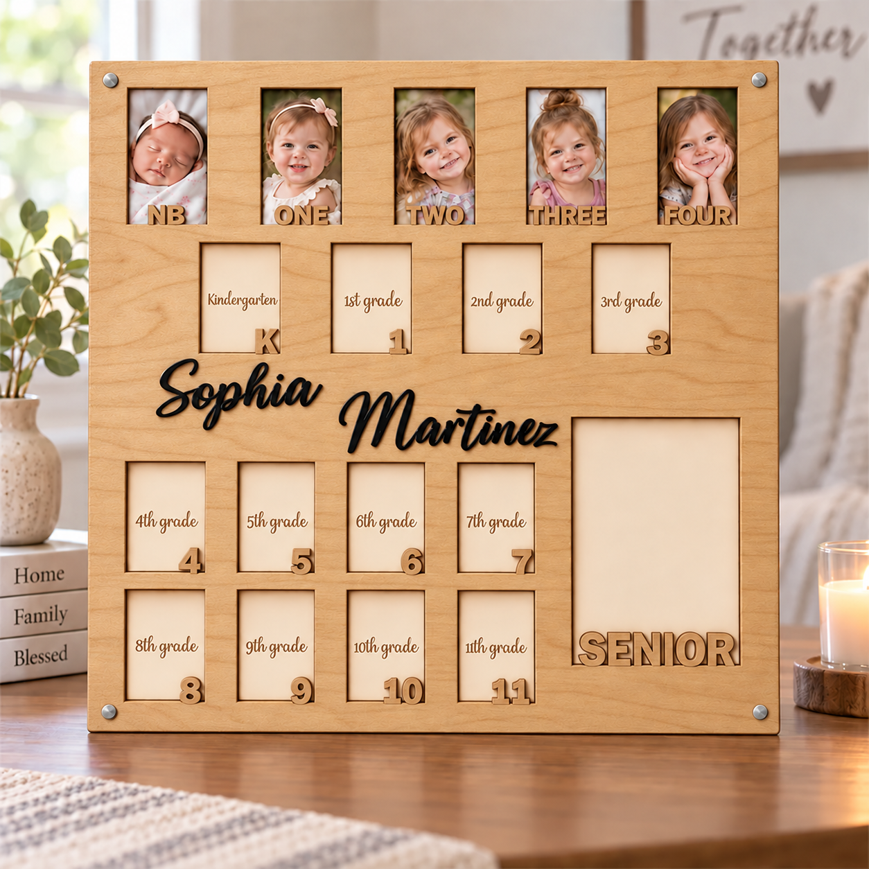 🌟Personalized Birth to Senior Year Photo Frame | Custom Name  Childhood Growth Keepsake
