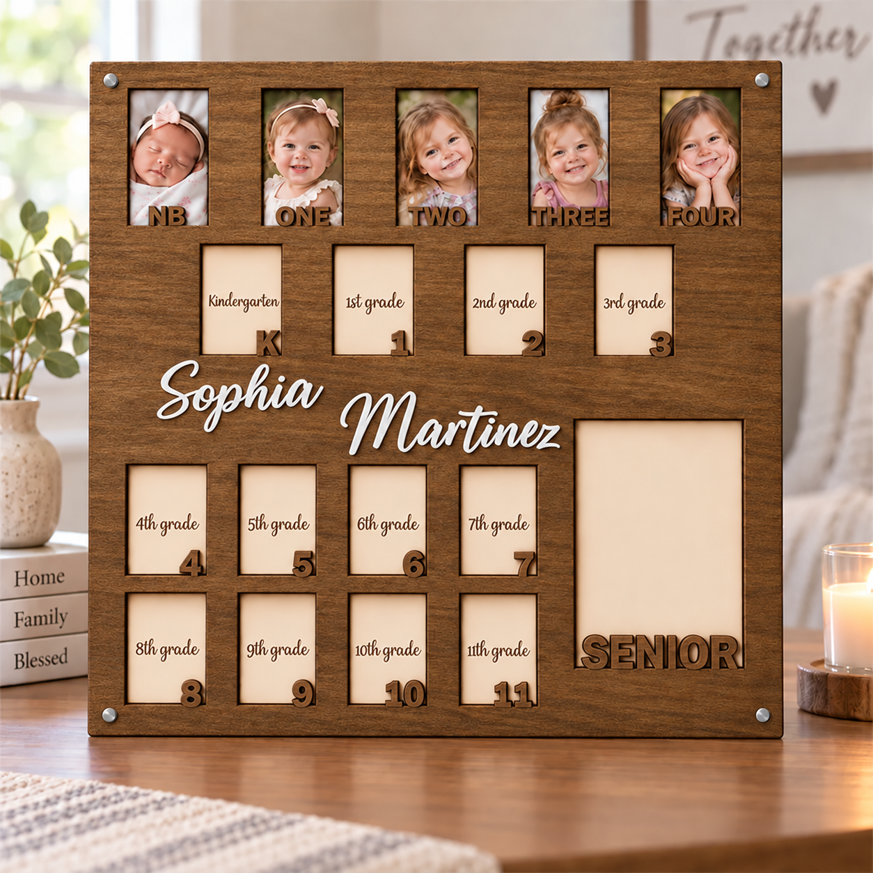 🌟Personalized Birth to Senior Year Photo Frame | Custom Name  Childhood Growth Keepsake