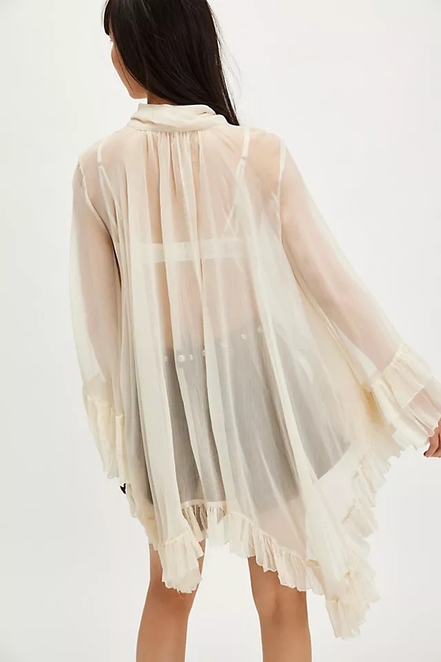 Miranda Ruffle Tie-Neck Chiffon Blouse