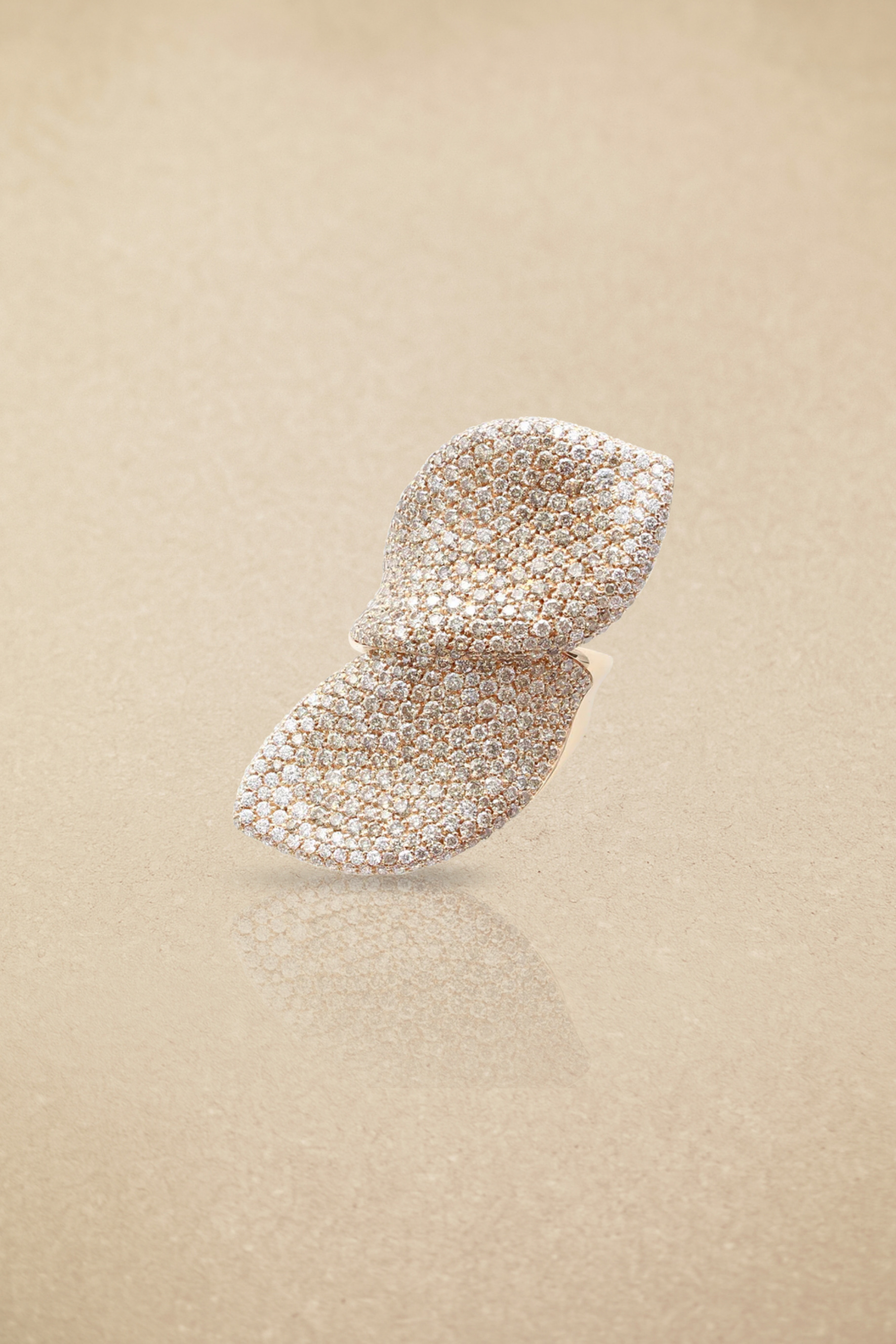 Diamond Leaf Shape Earrings & Ring