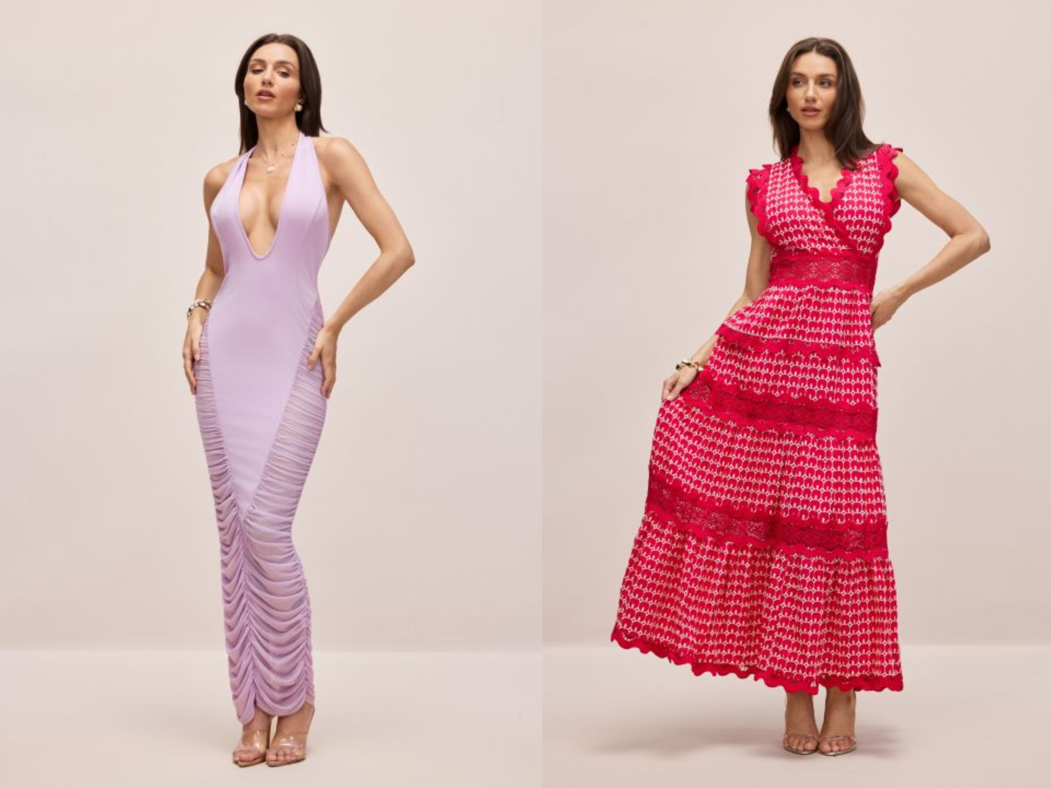 Deep v neck dress styles showing different neckline depths for perfect balance.