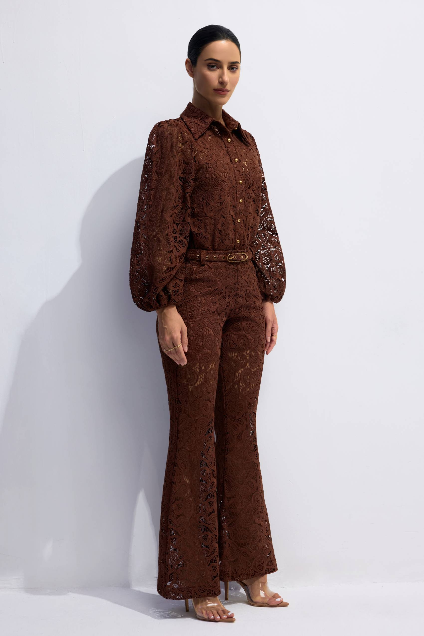 Penelope Lace Blouse & Flare Pants Set