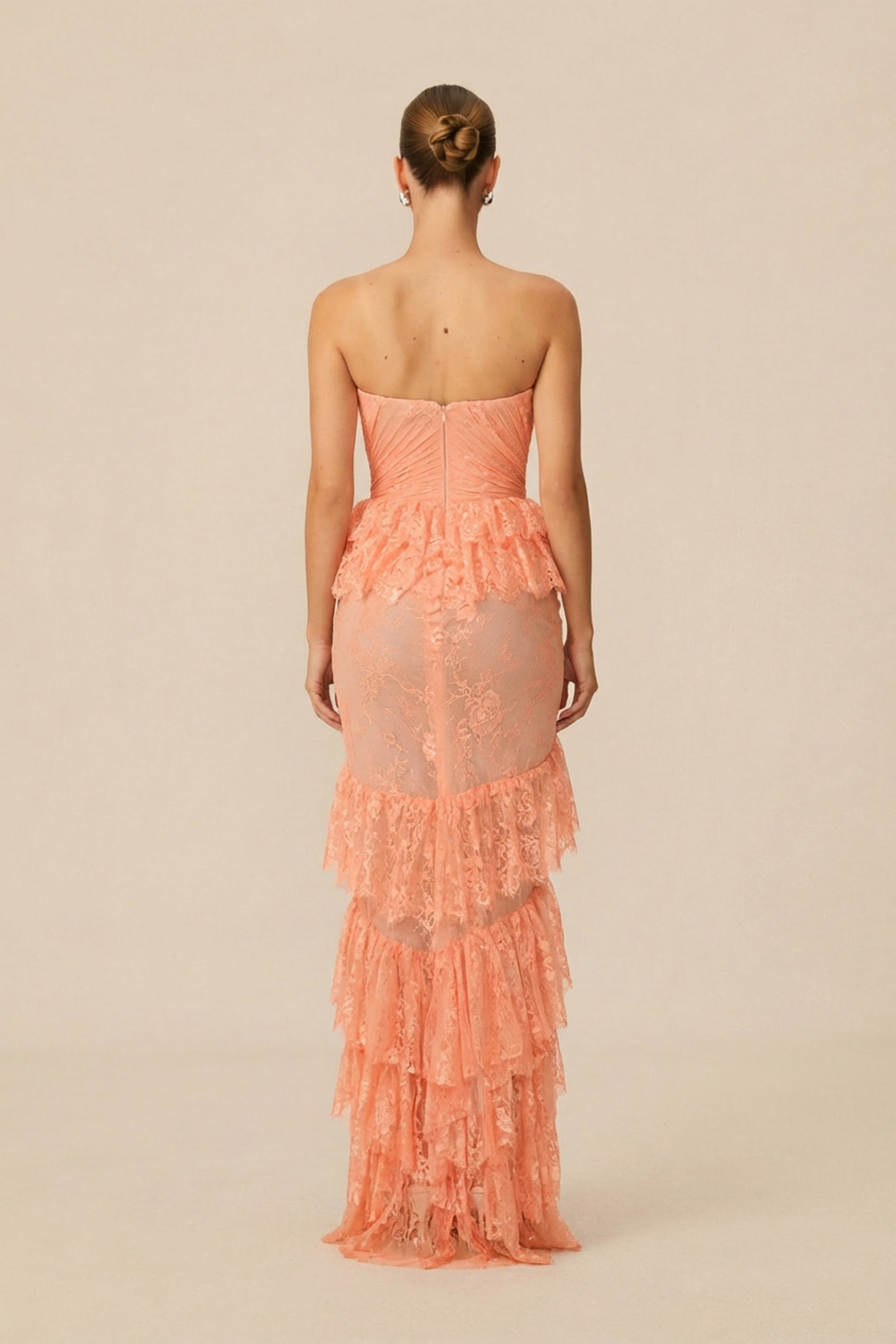 Beautiful Soul Coral Orange Halter Neck Tiered Ruffle Maxi Dress