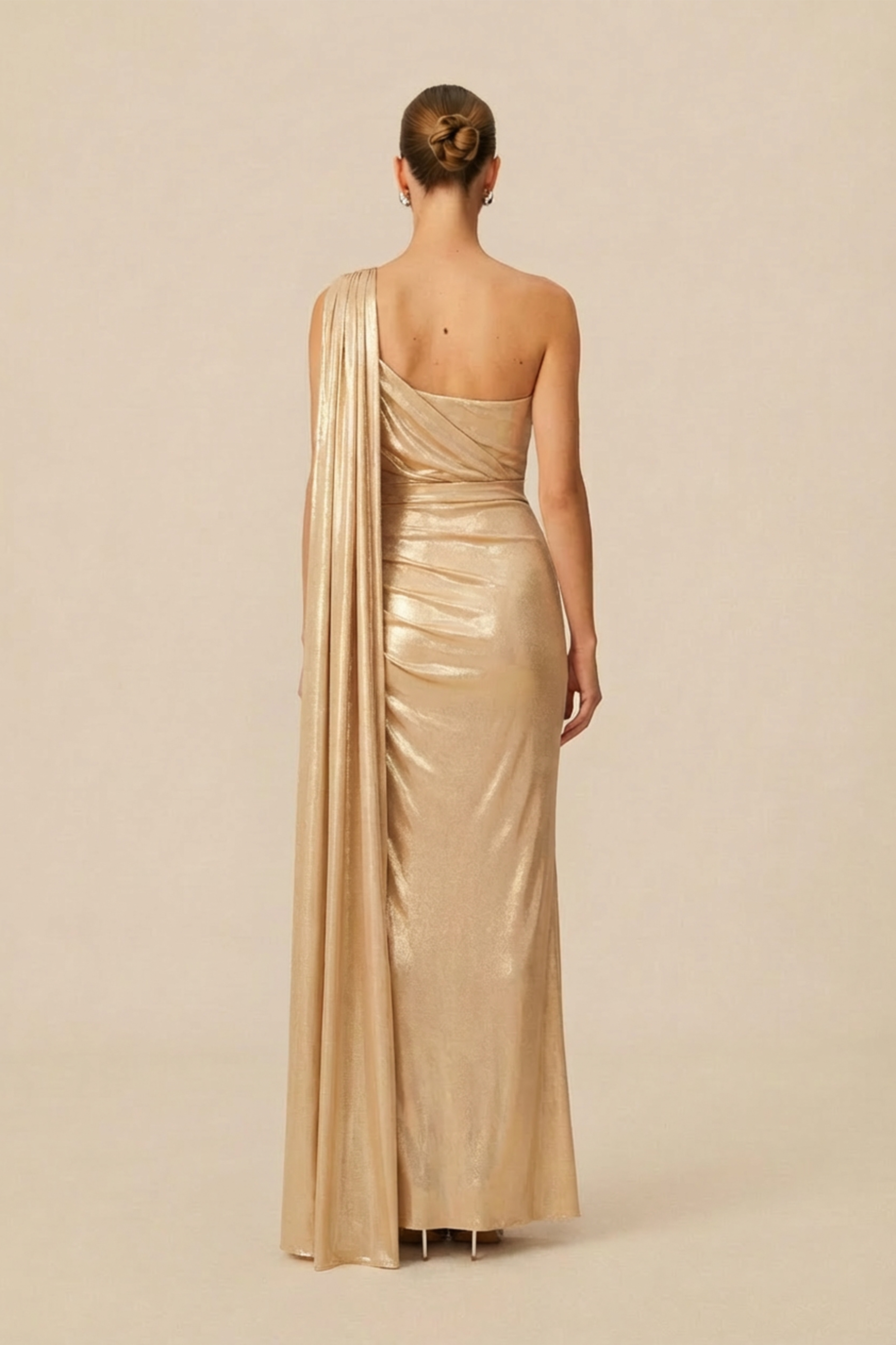 Glamorous Choice Gold One Shoulder High Slit Maxi Dress