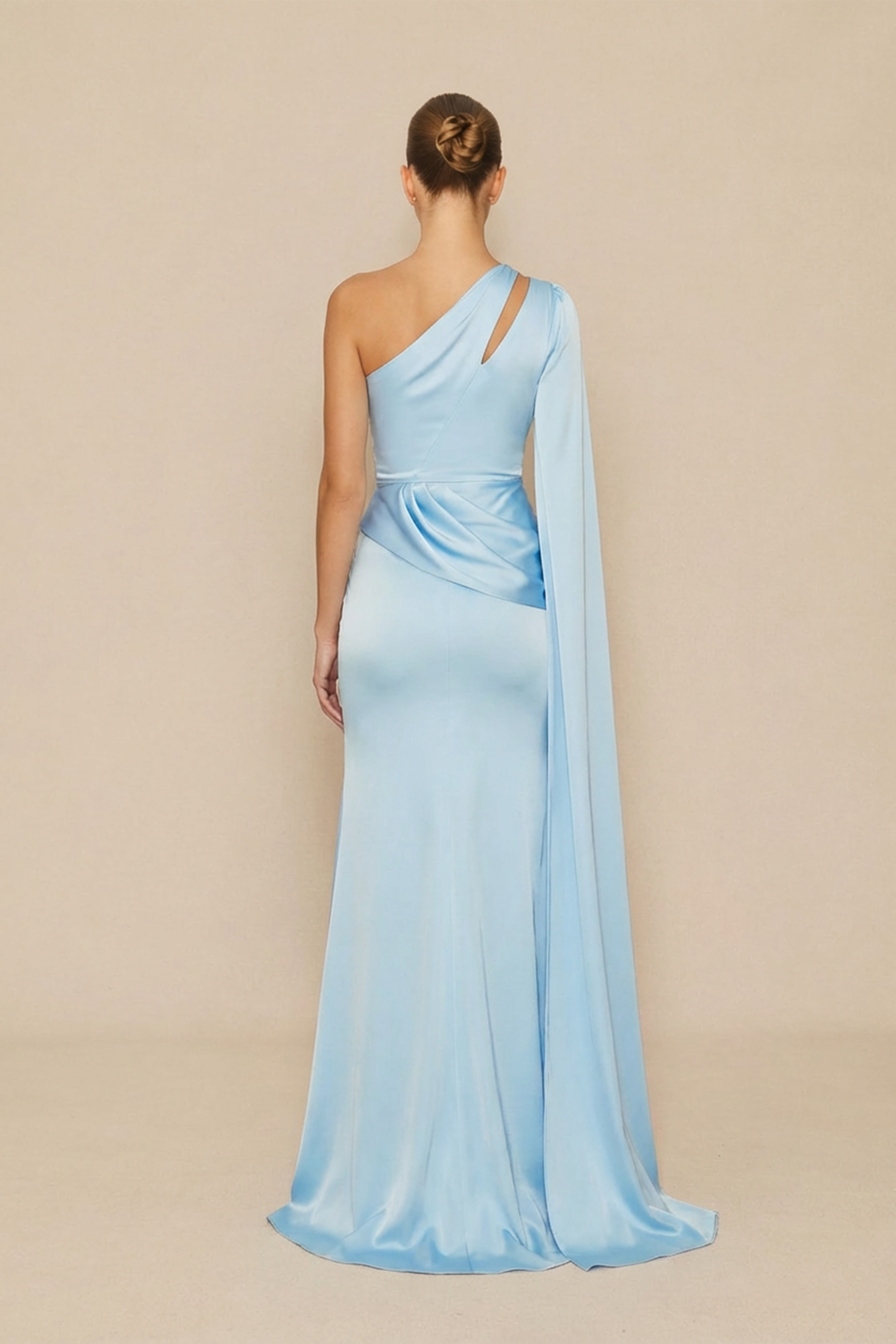Fabulous Feelings Blue One Shoulder Cape Sleeve Maxi Dress