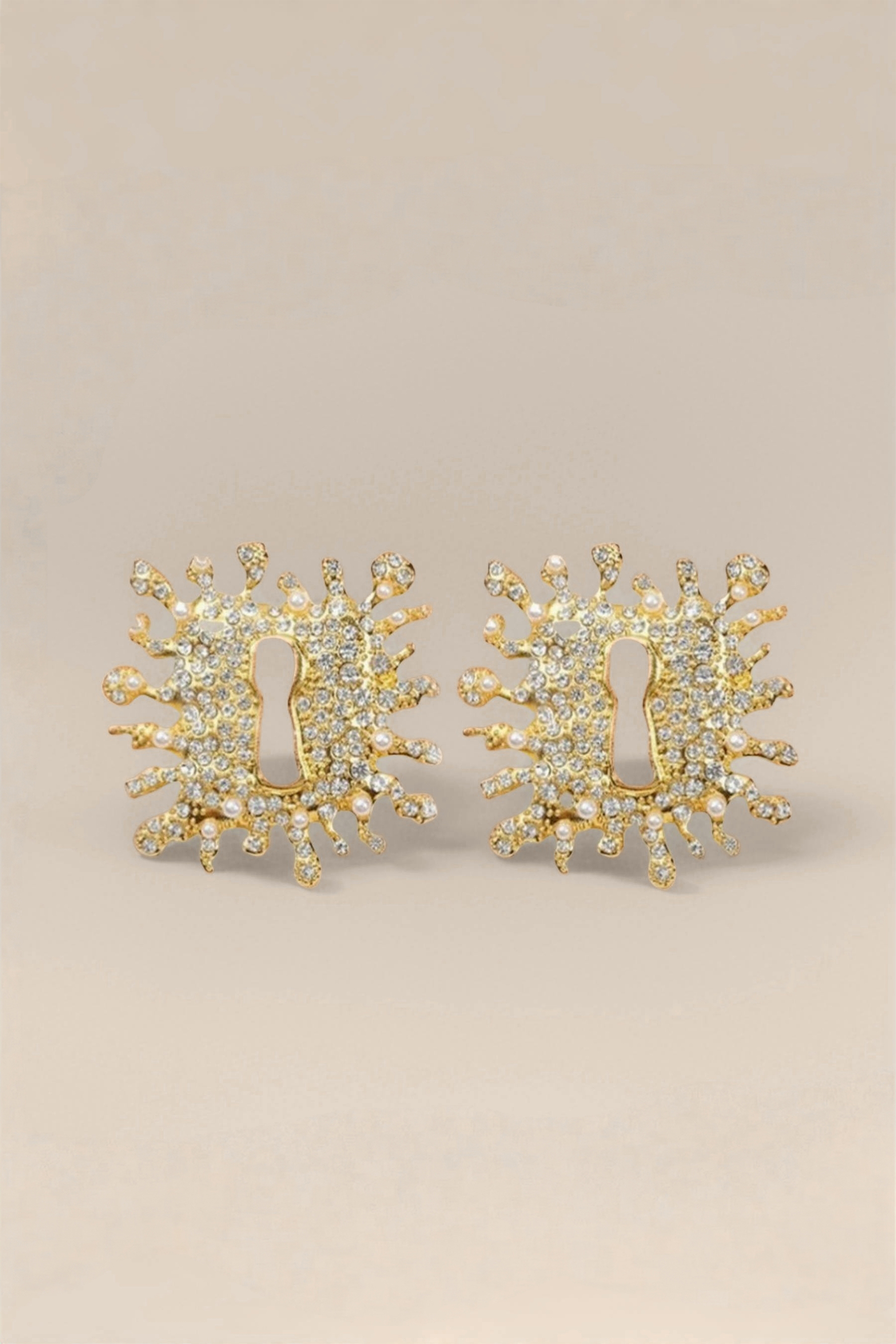 Crystal Embellished Keyhole Earrings