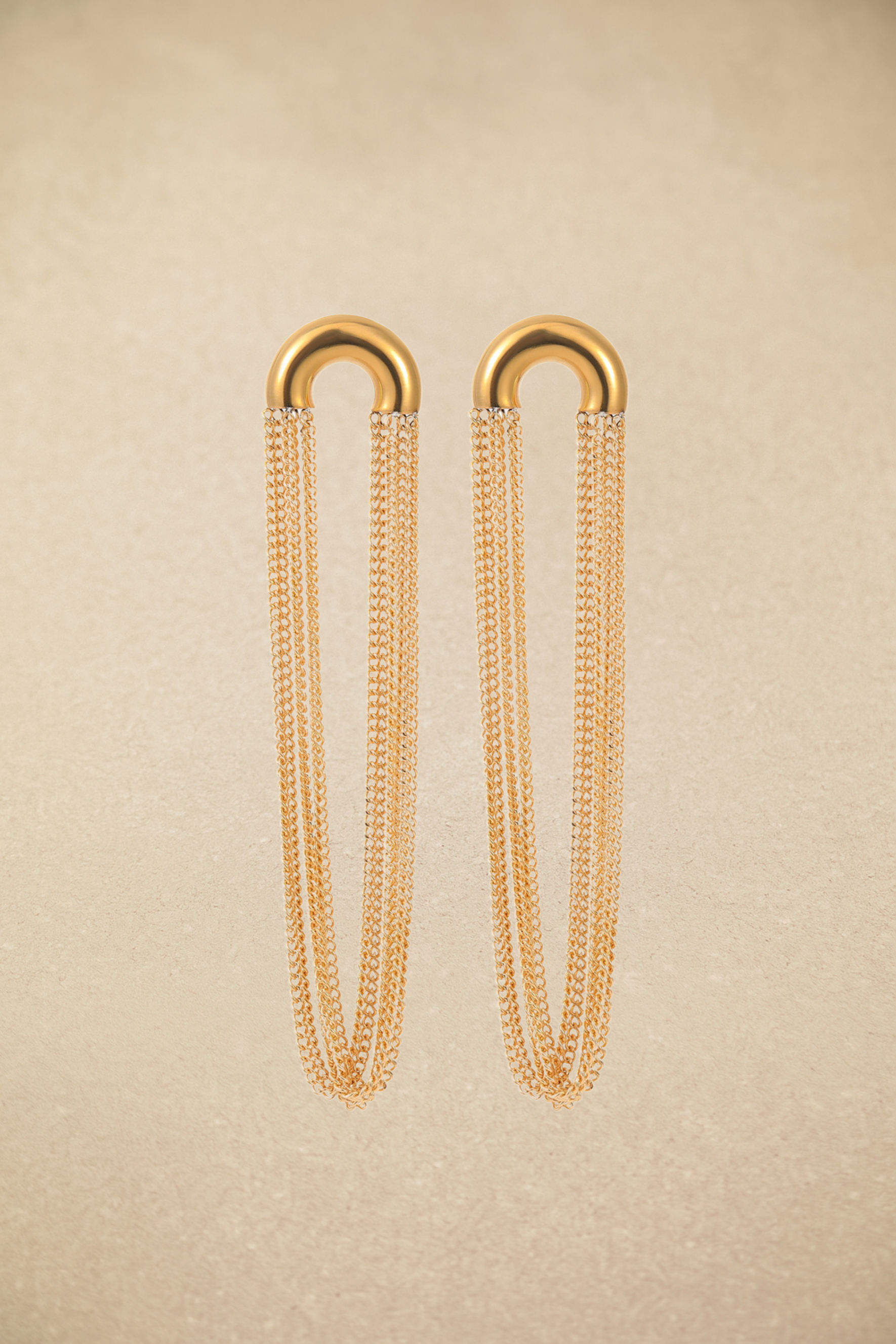 Arc Shape Dangling Tassel Earrings