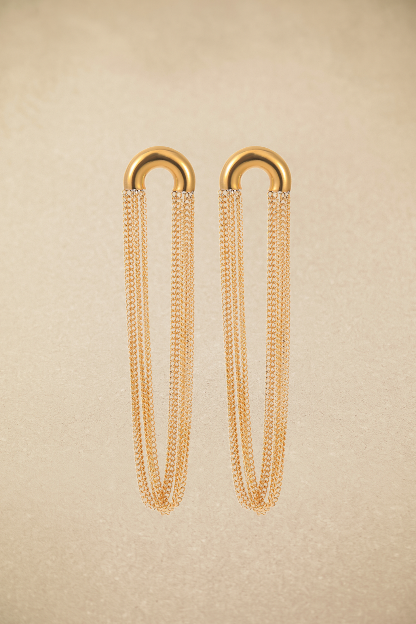 Arc Shape Dangling Tassel Earrings