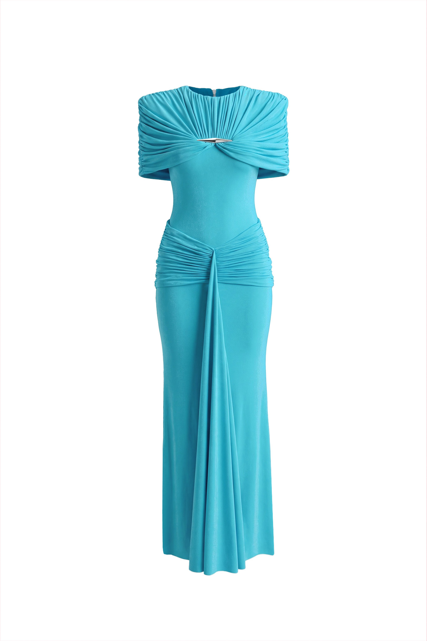 The Showstopper Short Sleeve Ruched Knit Maxi Dress
