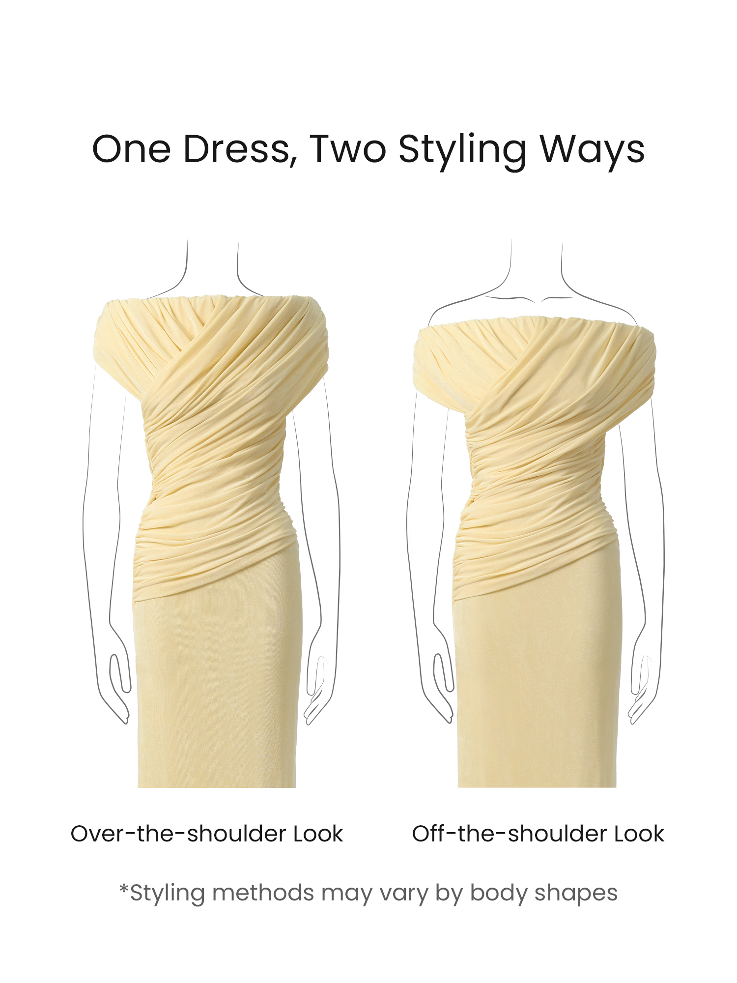 Made to Shine Yellow Off Shoulder Ruched Maxi Dress