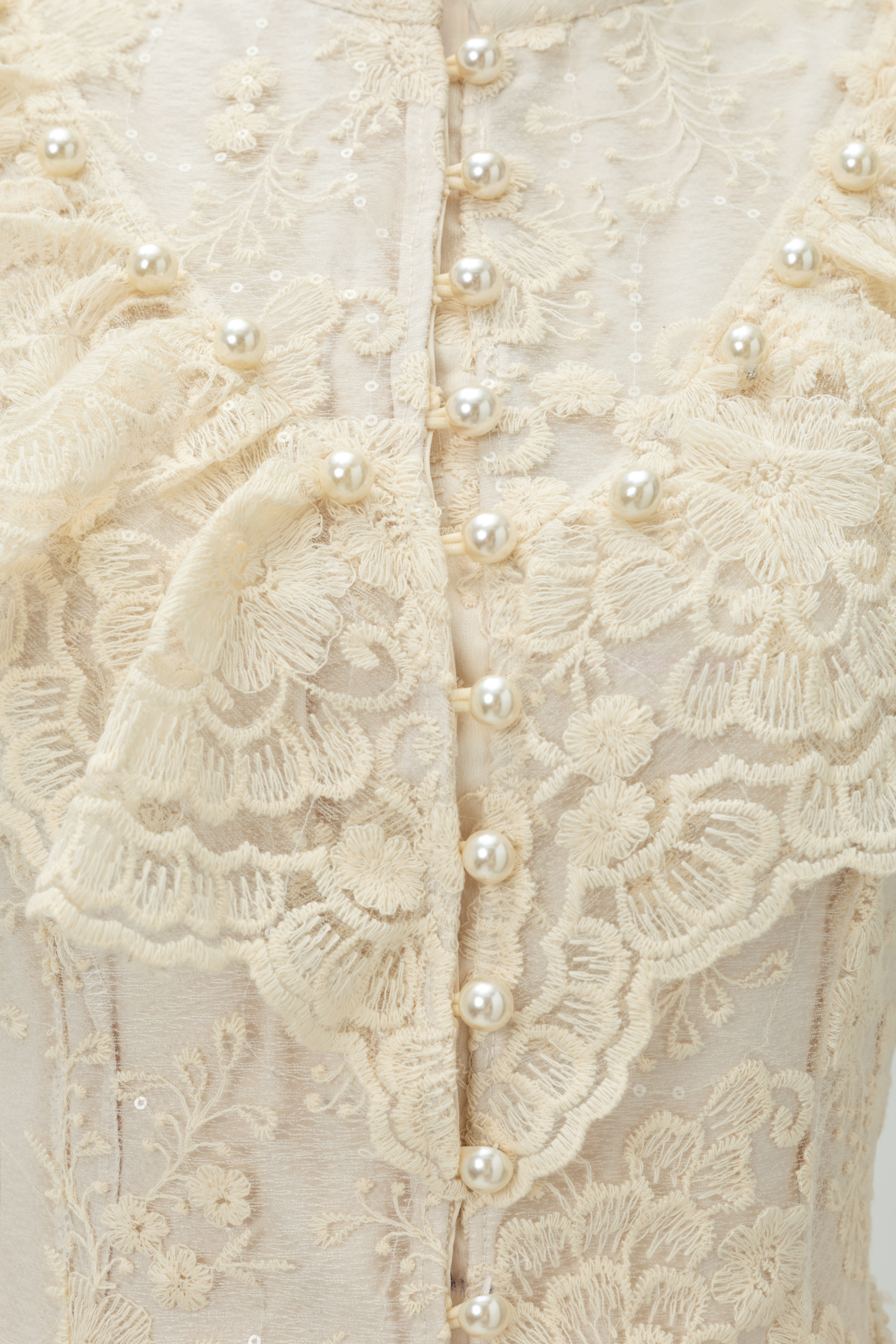 Moment Of Grace Floral Embroidery Sheer Sleeve Lace Maxi Dress