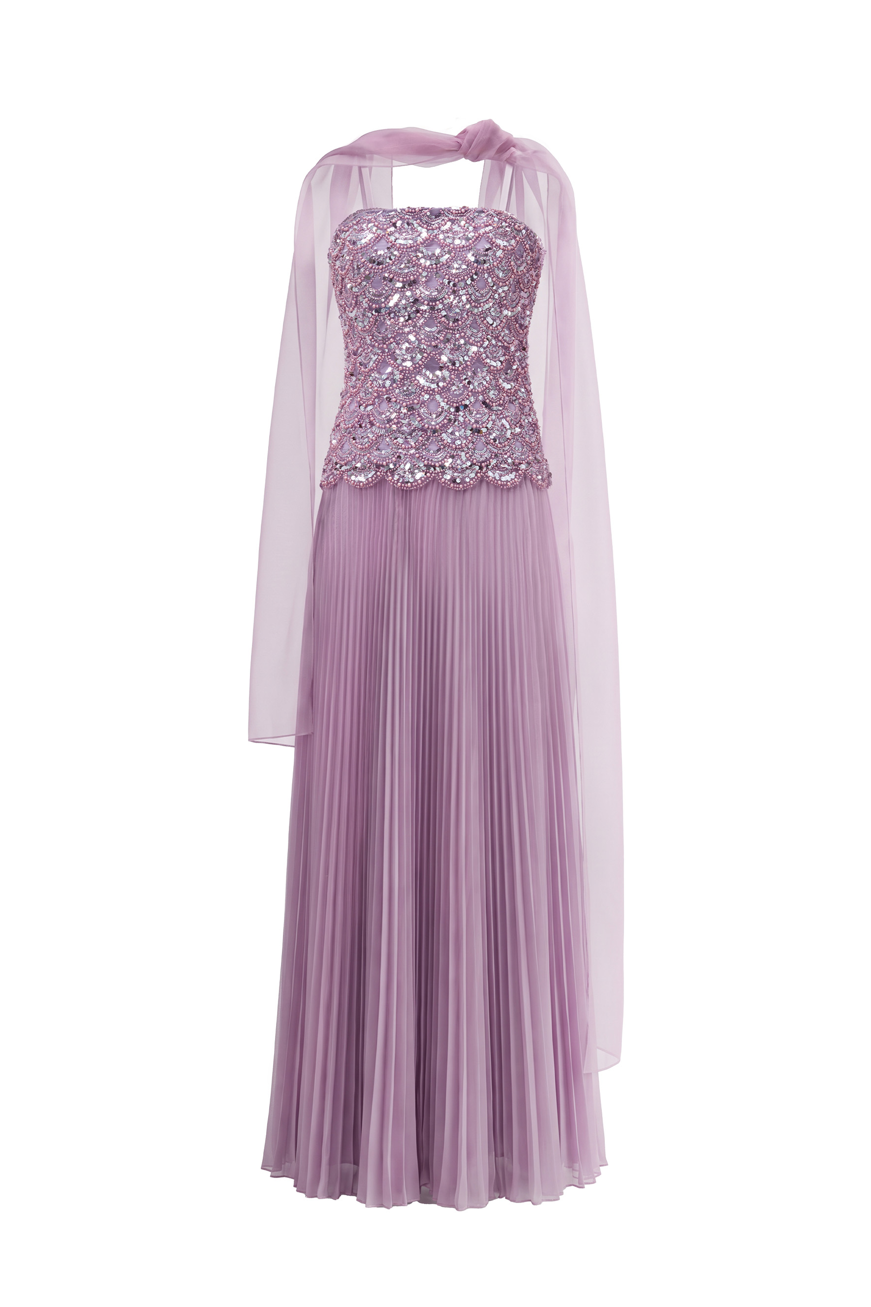 Always Turning Heads Embellished Strapless Top & Pleated Skirt Set