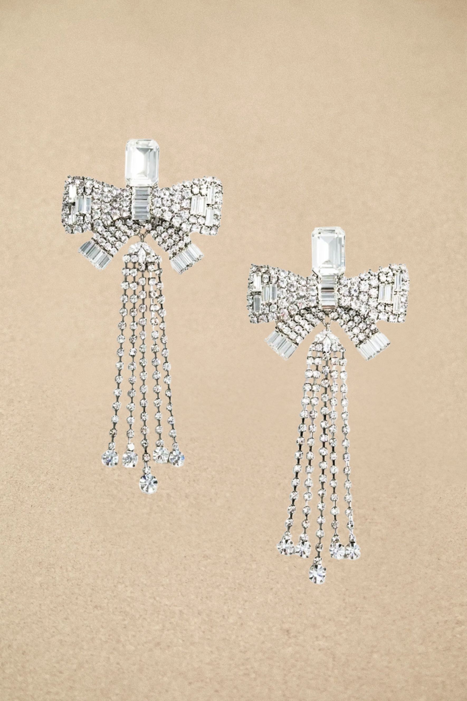 Daphne Diamond Bow Tassel Earrings