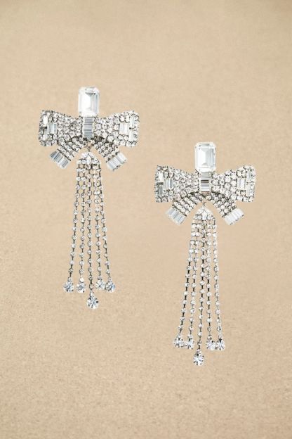 Daphne Diamond Bow Tassel Earrings