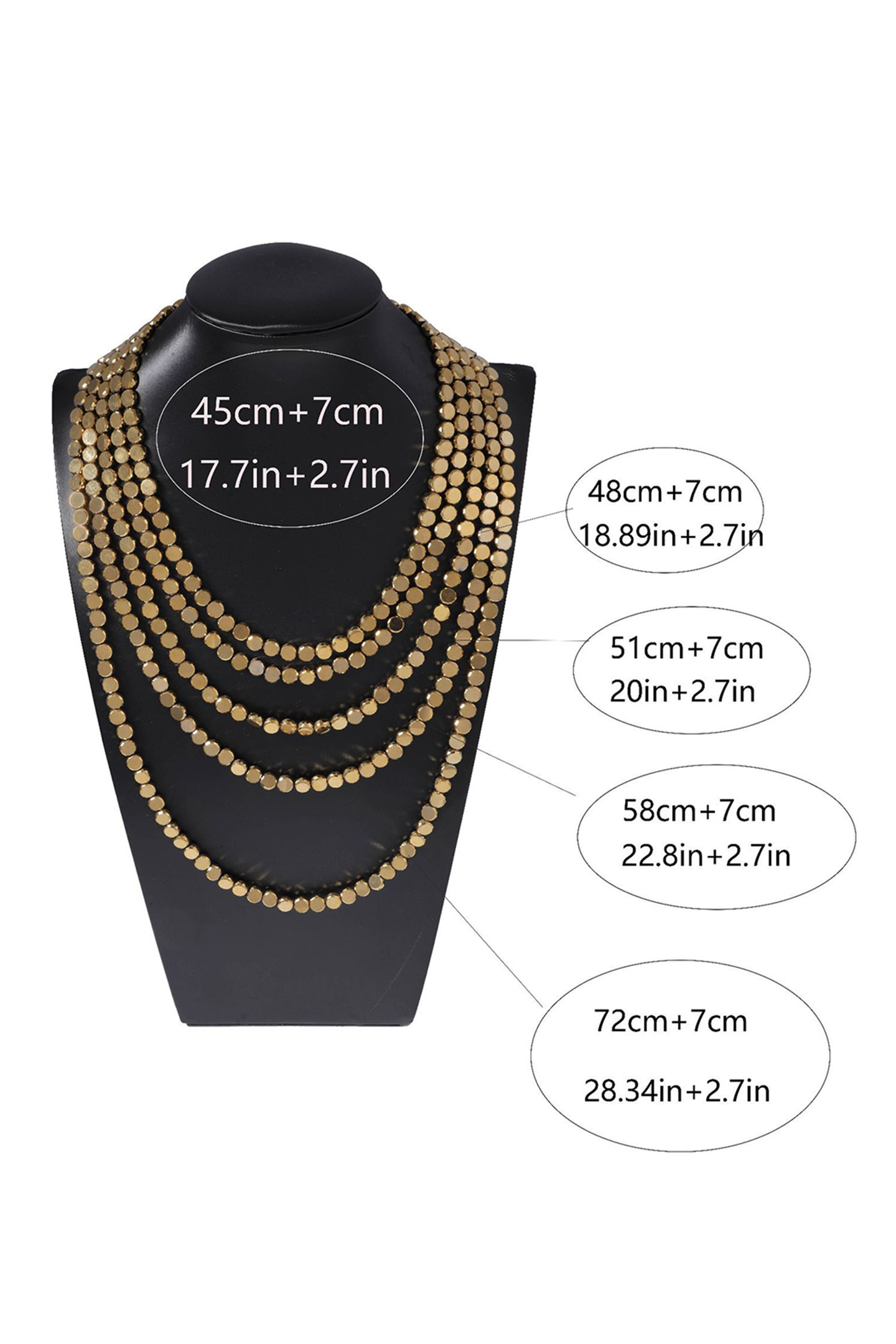 Multi-Strand Metal Bead Necklace