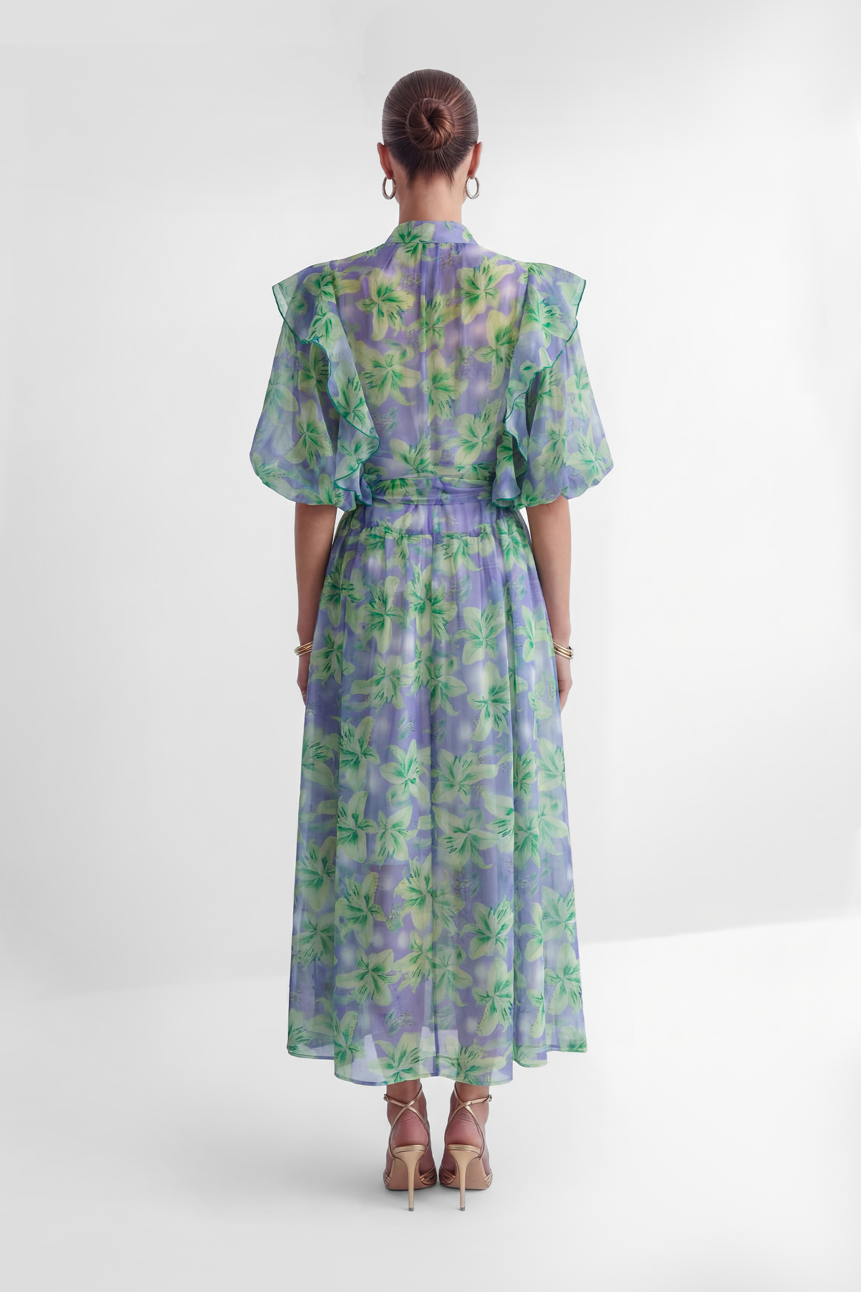 Summer Invite Purple Floral Print Ruffled Maxi Dress