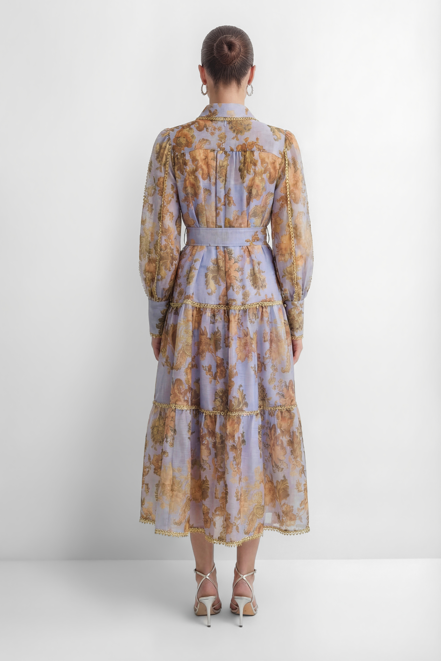 Free To Be Lavender Floral Print Lace Trim Maxi Dress