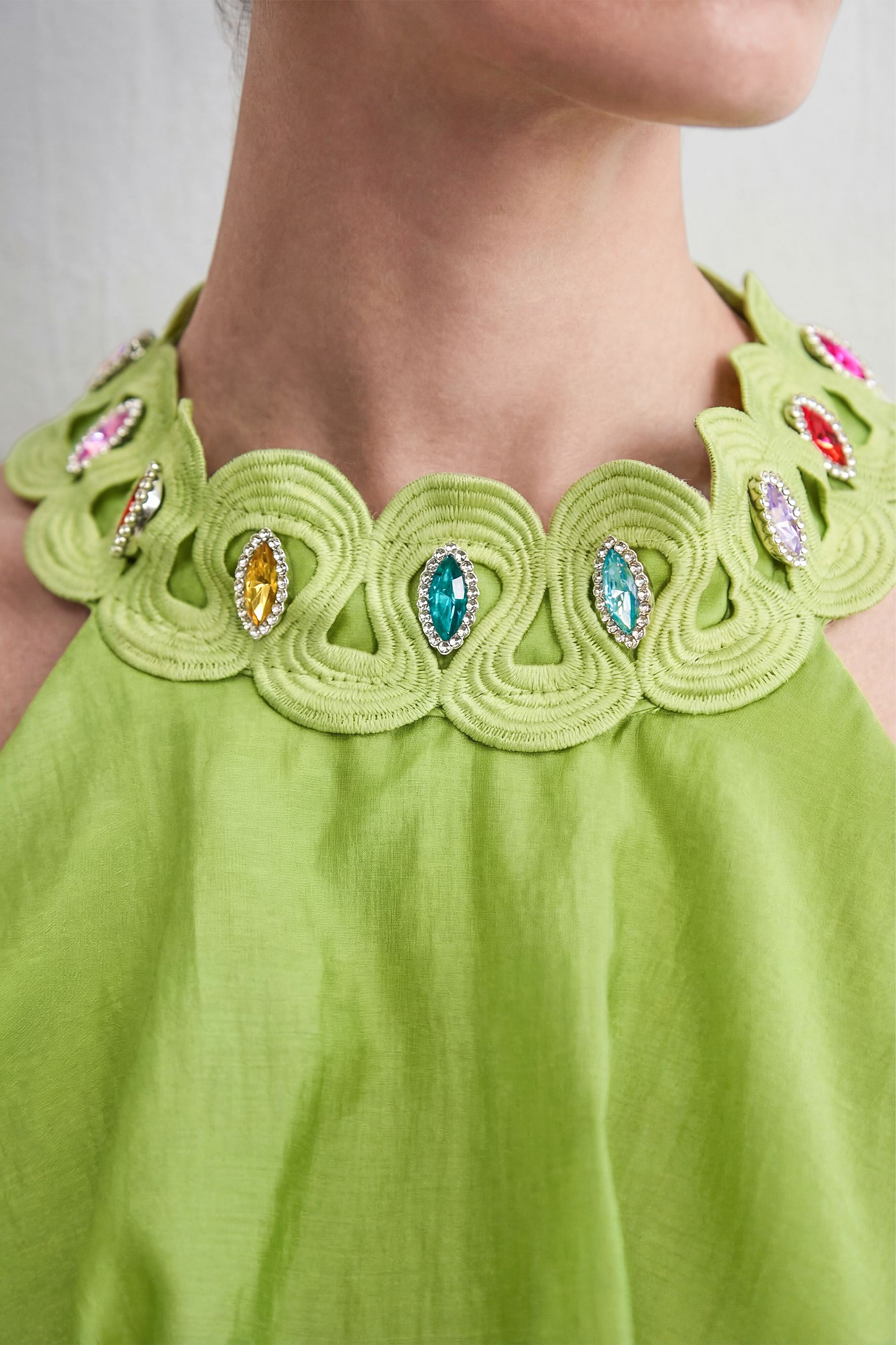 Heavenly Energy Green Tiered Ruffle Maxi Dress
