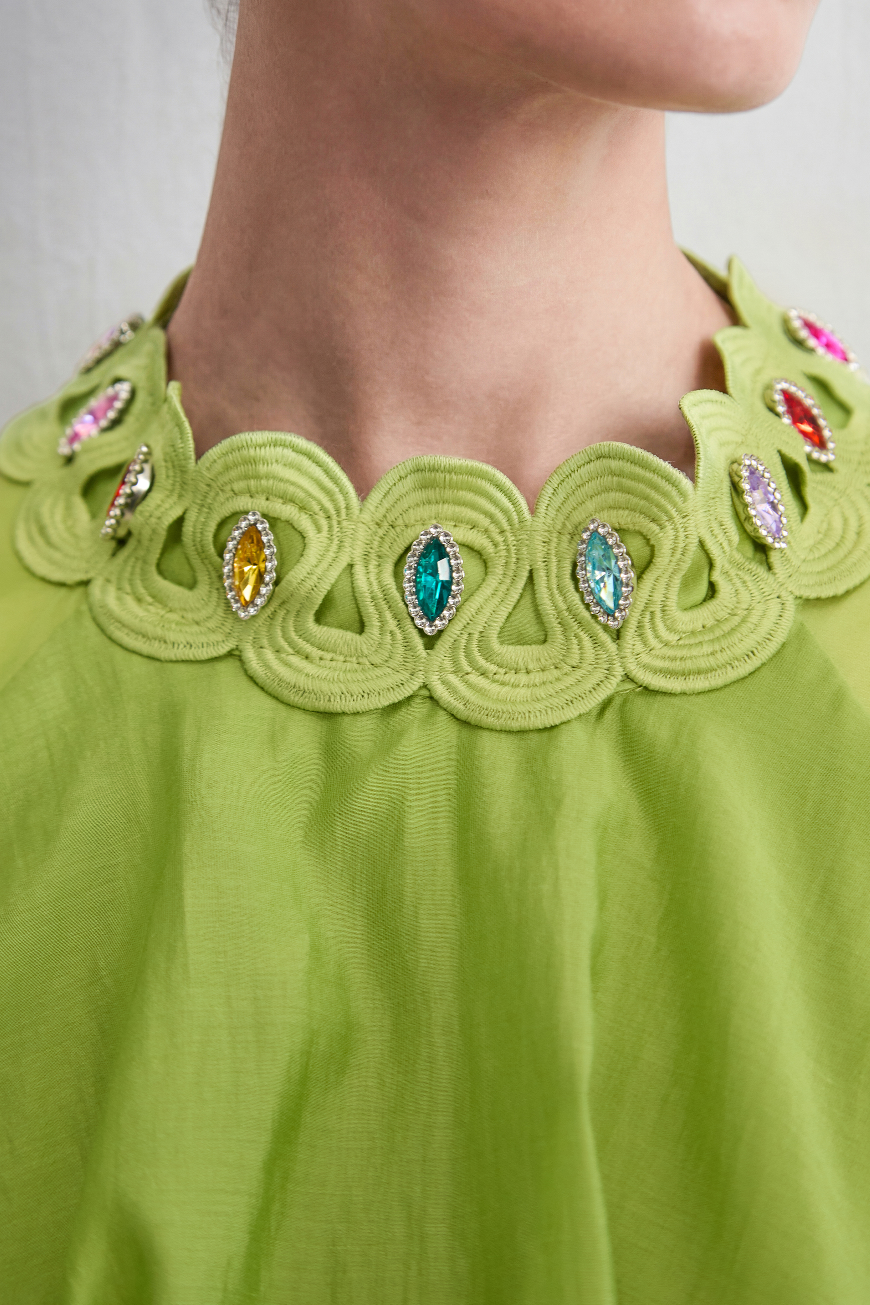 Heavenly Energy Green Tiered Ruffle Maxi Dress