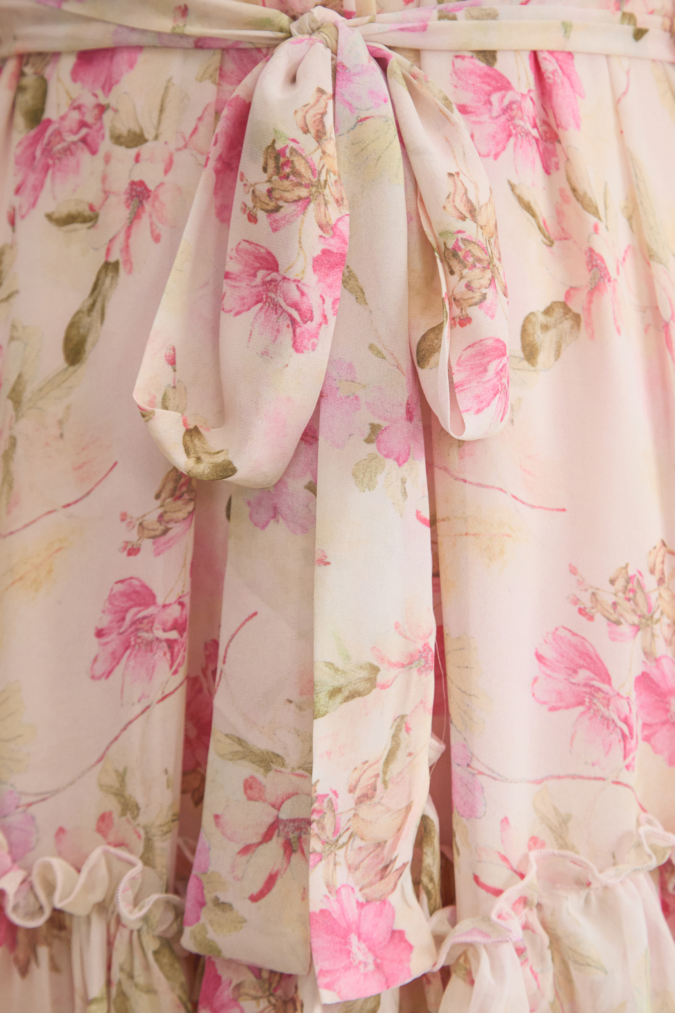 Dreamy Occasions Pink Floral Print Tiered Ruffle Maxi Dress