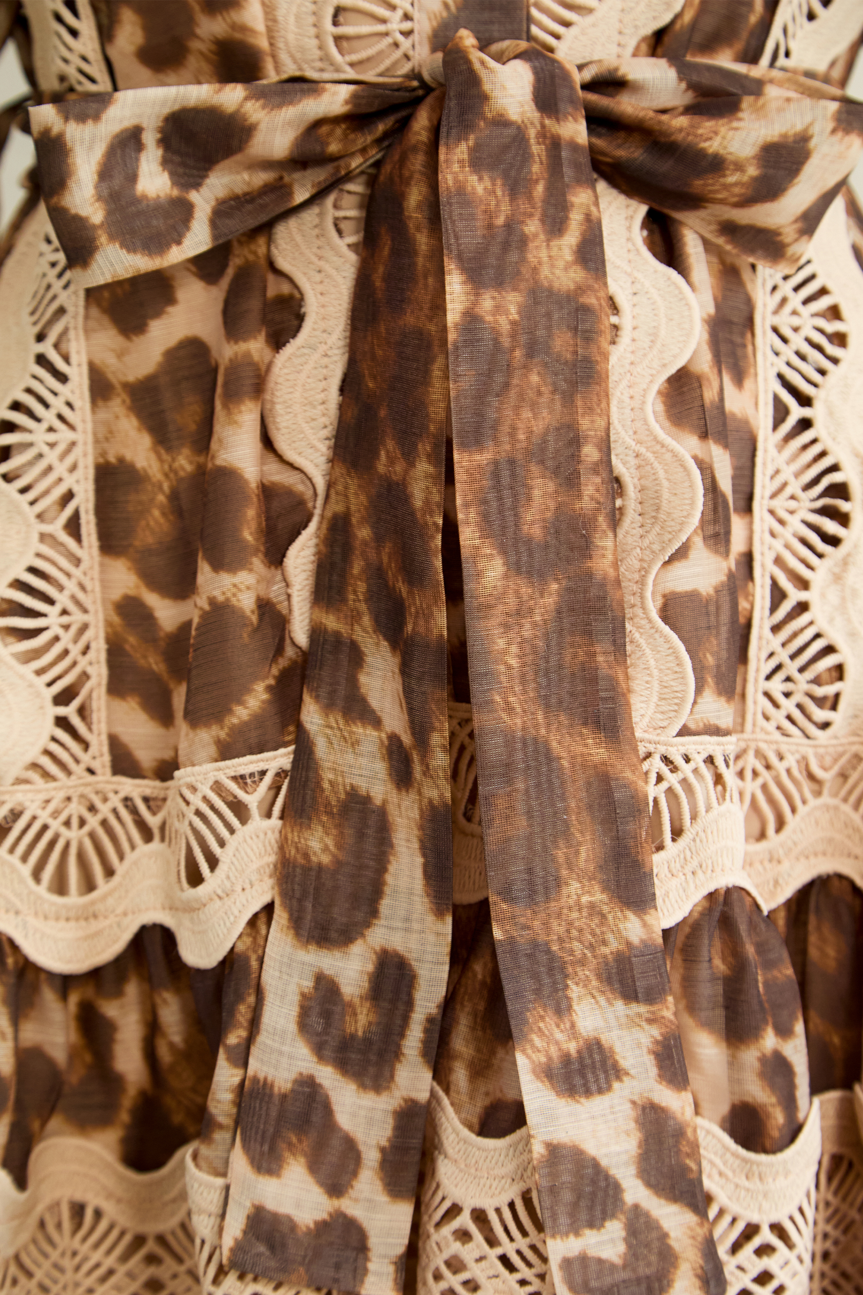 Excellent Mood Brown Leopard Print Lace Trim Mini Dress