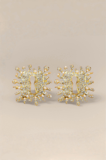 Crystal Embellished Keyhole Earrings