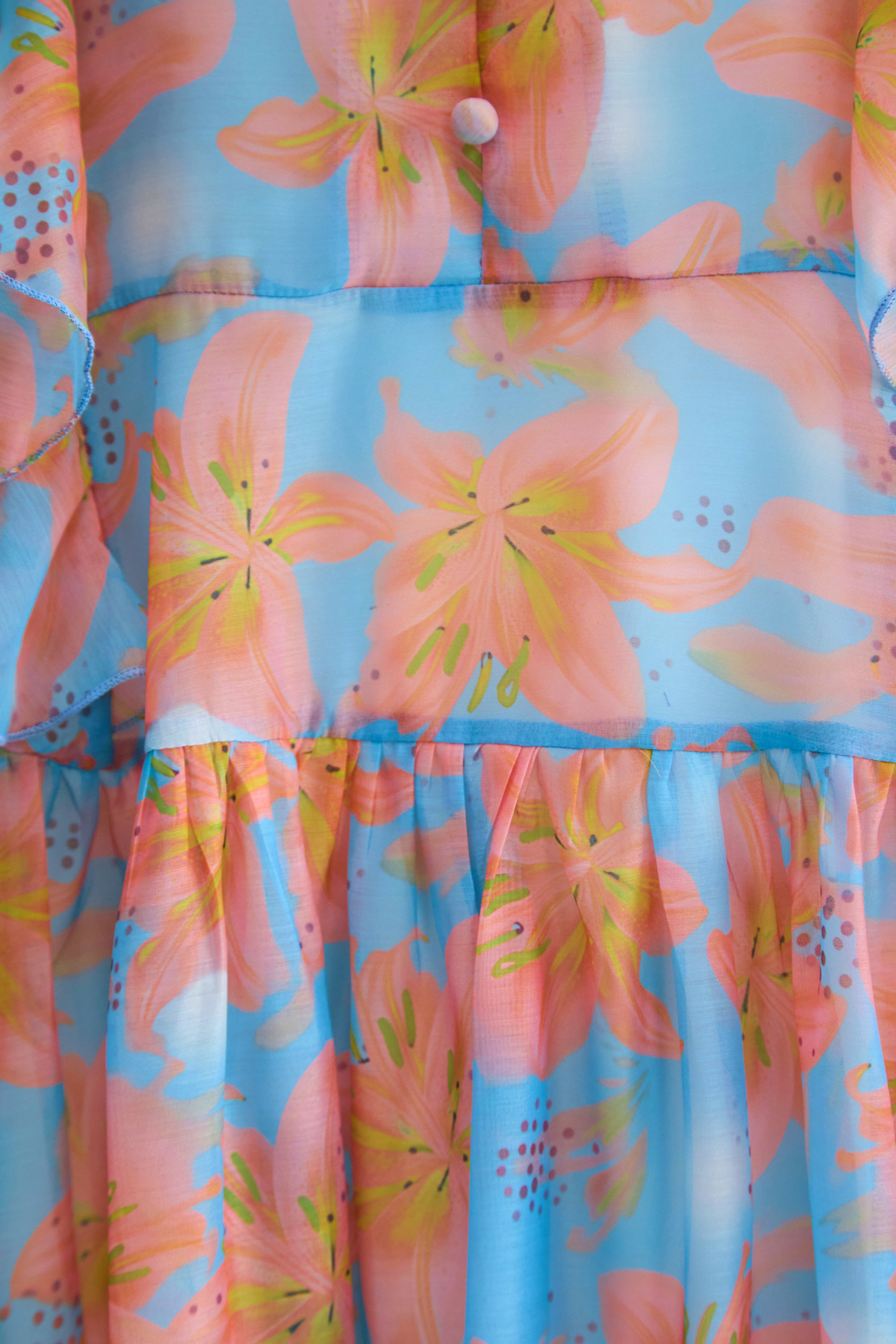 Every Sunny Moment Blue Floral Print Ruffled Maxi Dress