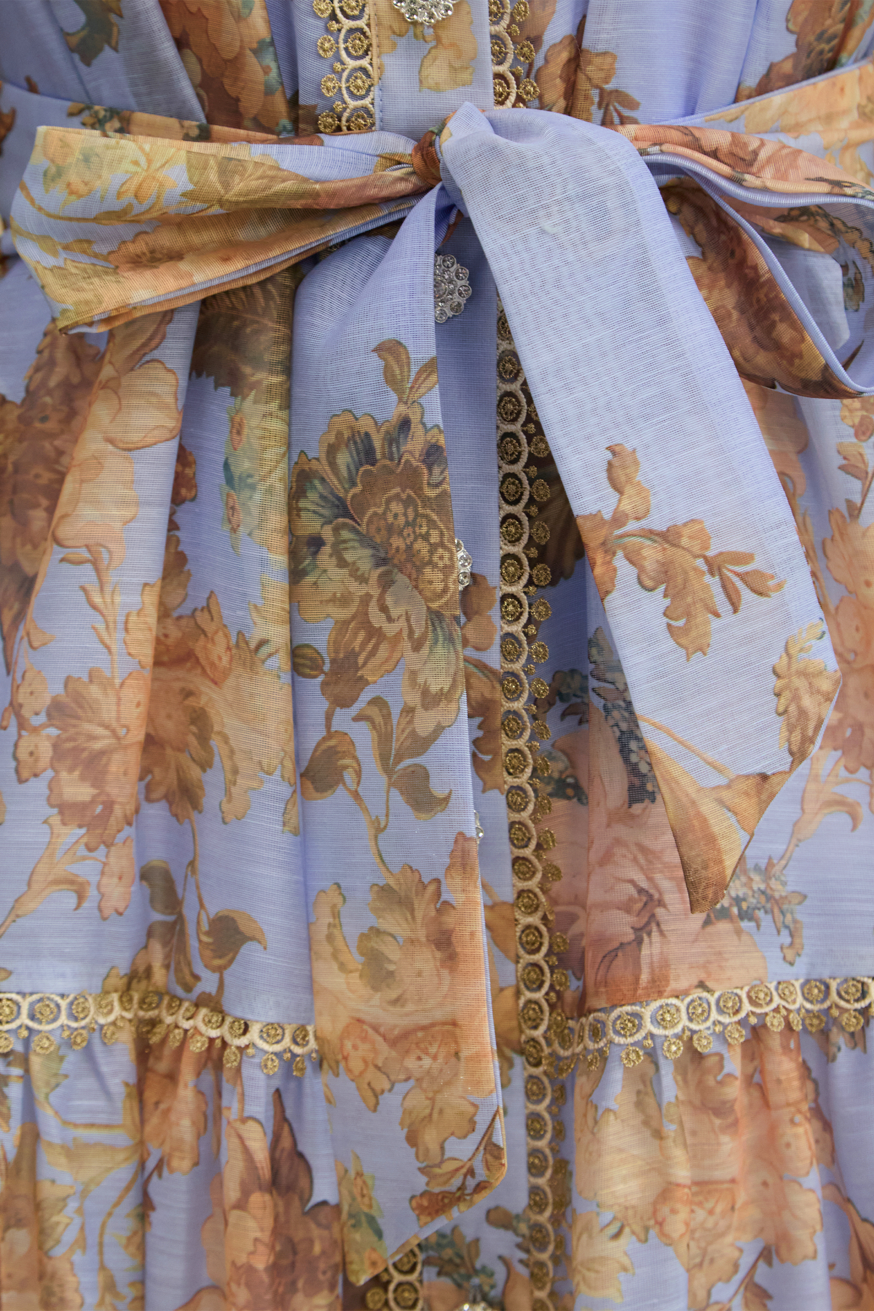 Free To Be Lavender Floral Print Lace Trim Maxi Dress