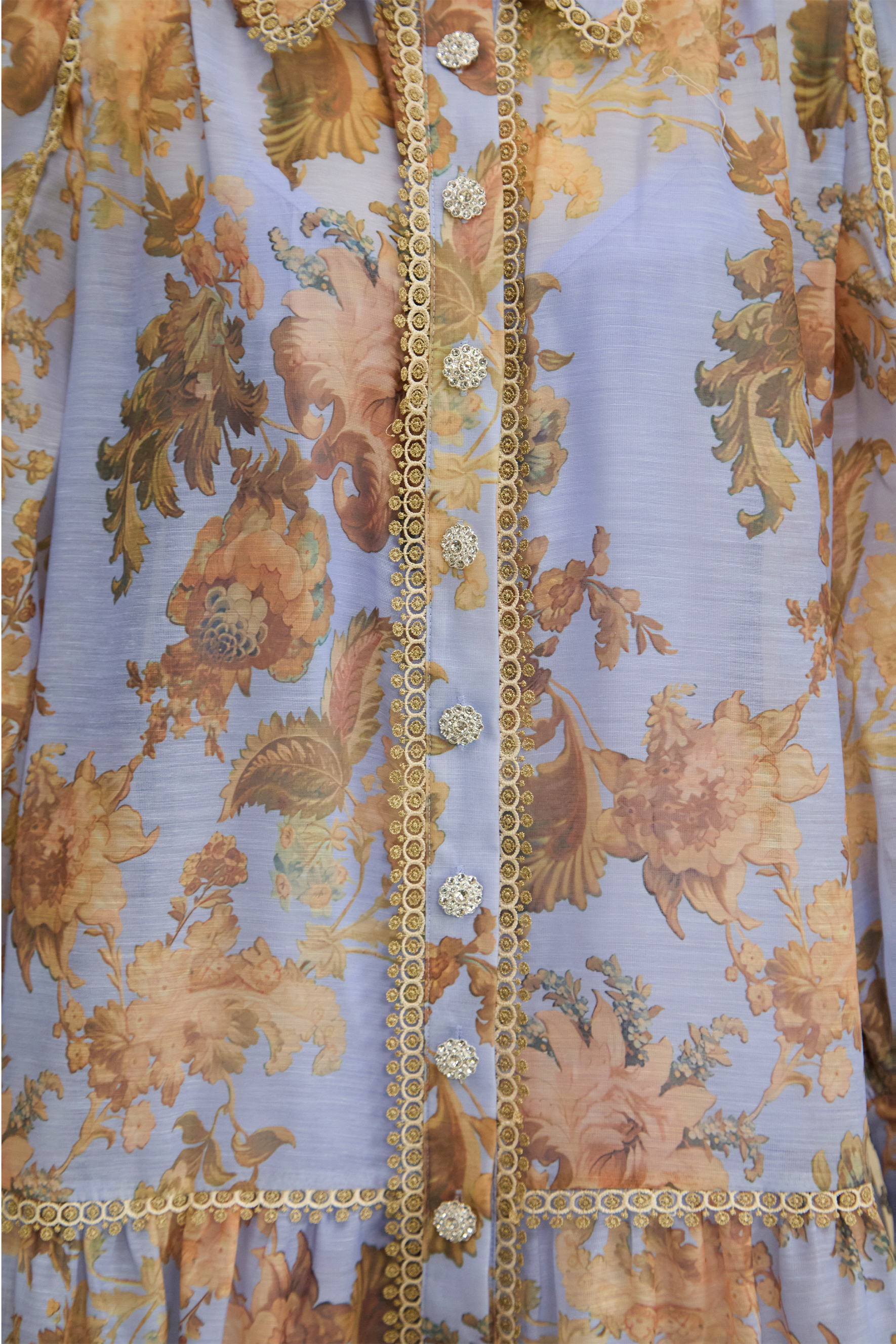 Free To Be Lavender Floral Print Lace Trim Maxi Dress